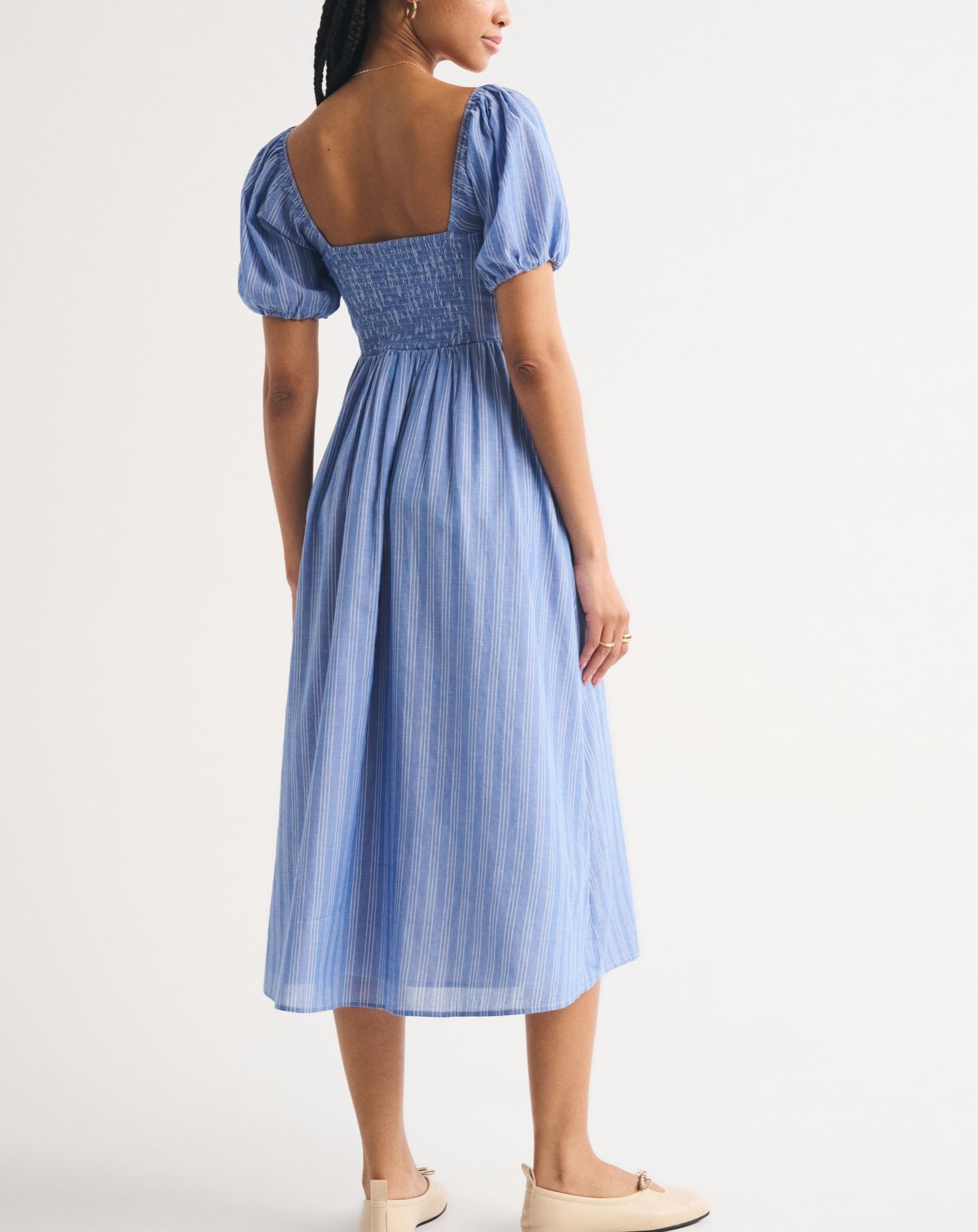 Elegant Puff Sleeve Midi Dress