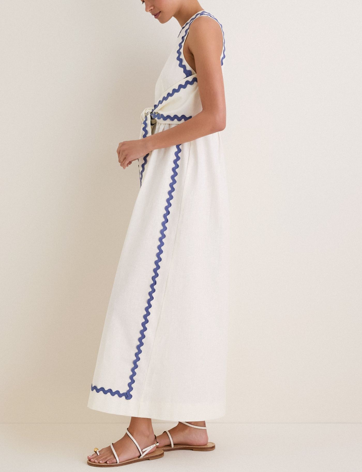 White Ric Rac Tie Brocks Dress