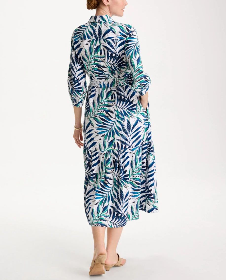 Palm Cotton-Rayon Slub Shirtdress