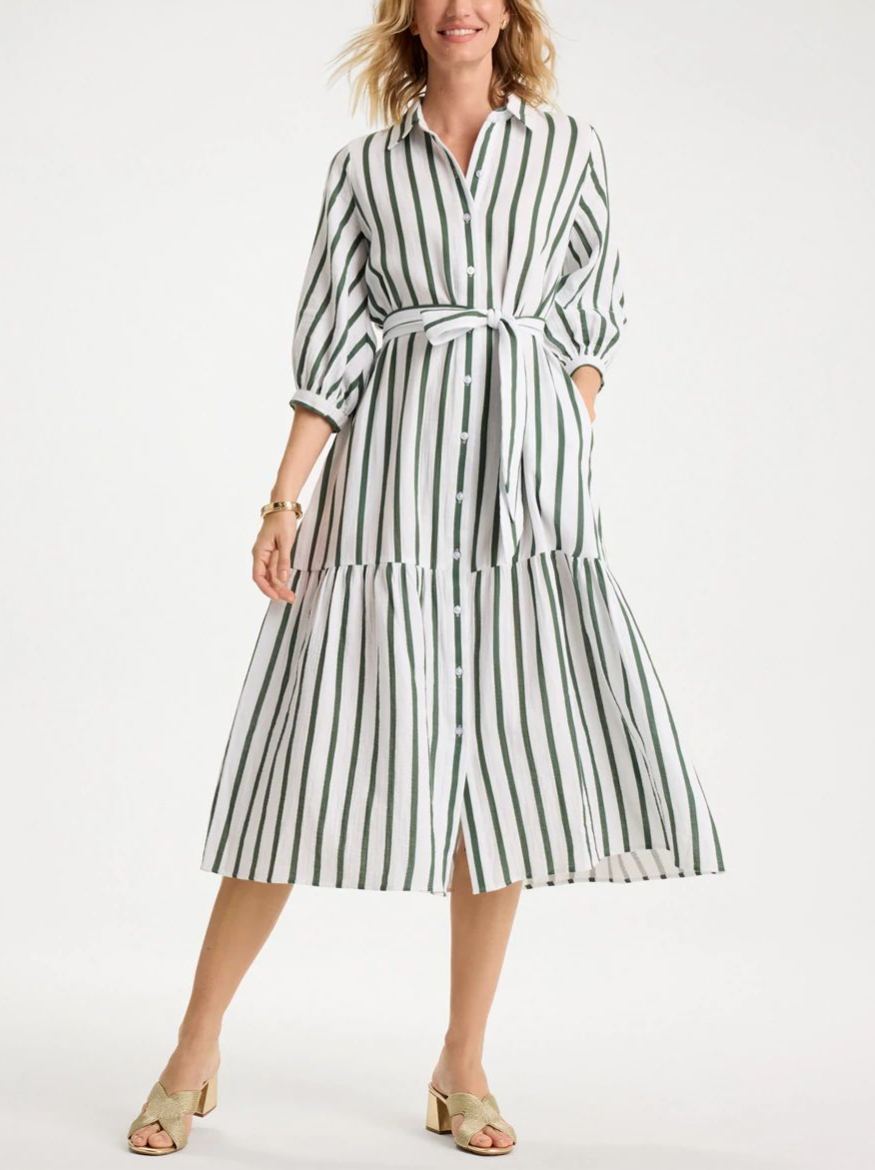 Striped Cotton-Gauze Shirtdress