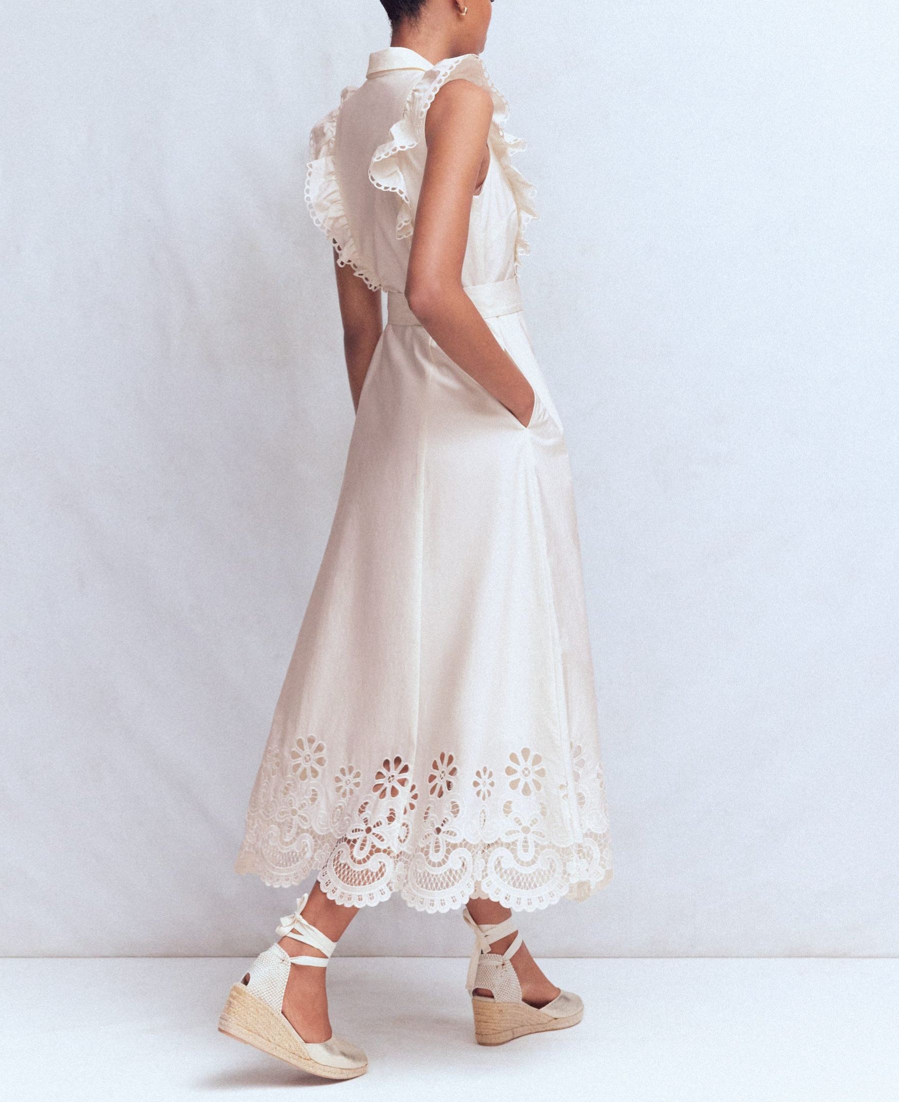 Ruffle Bodice Shirt Dress