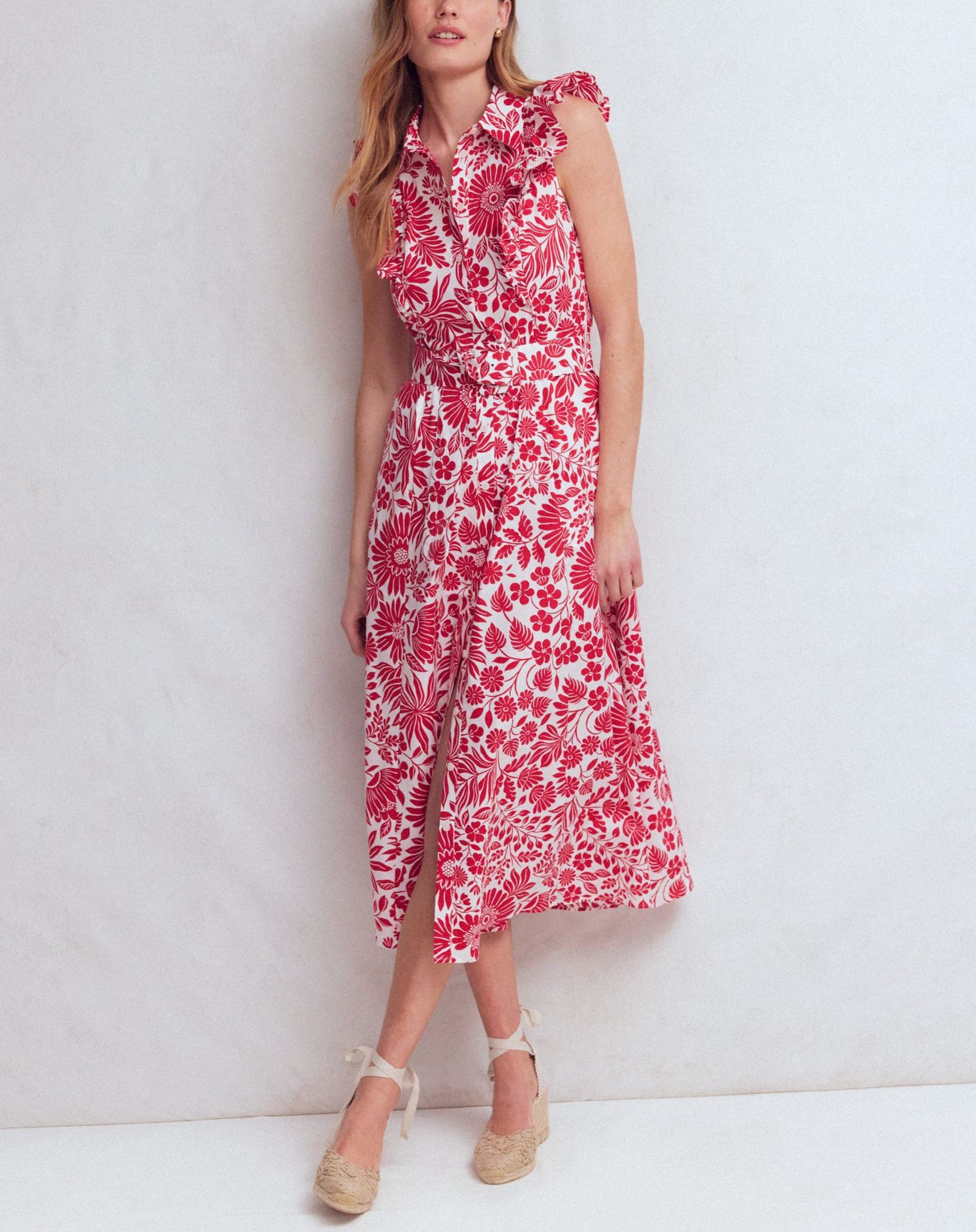Ruffle Bodice Shirt Dress