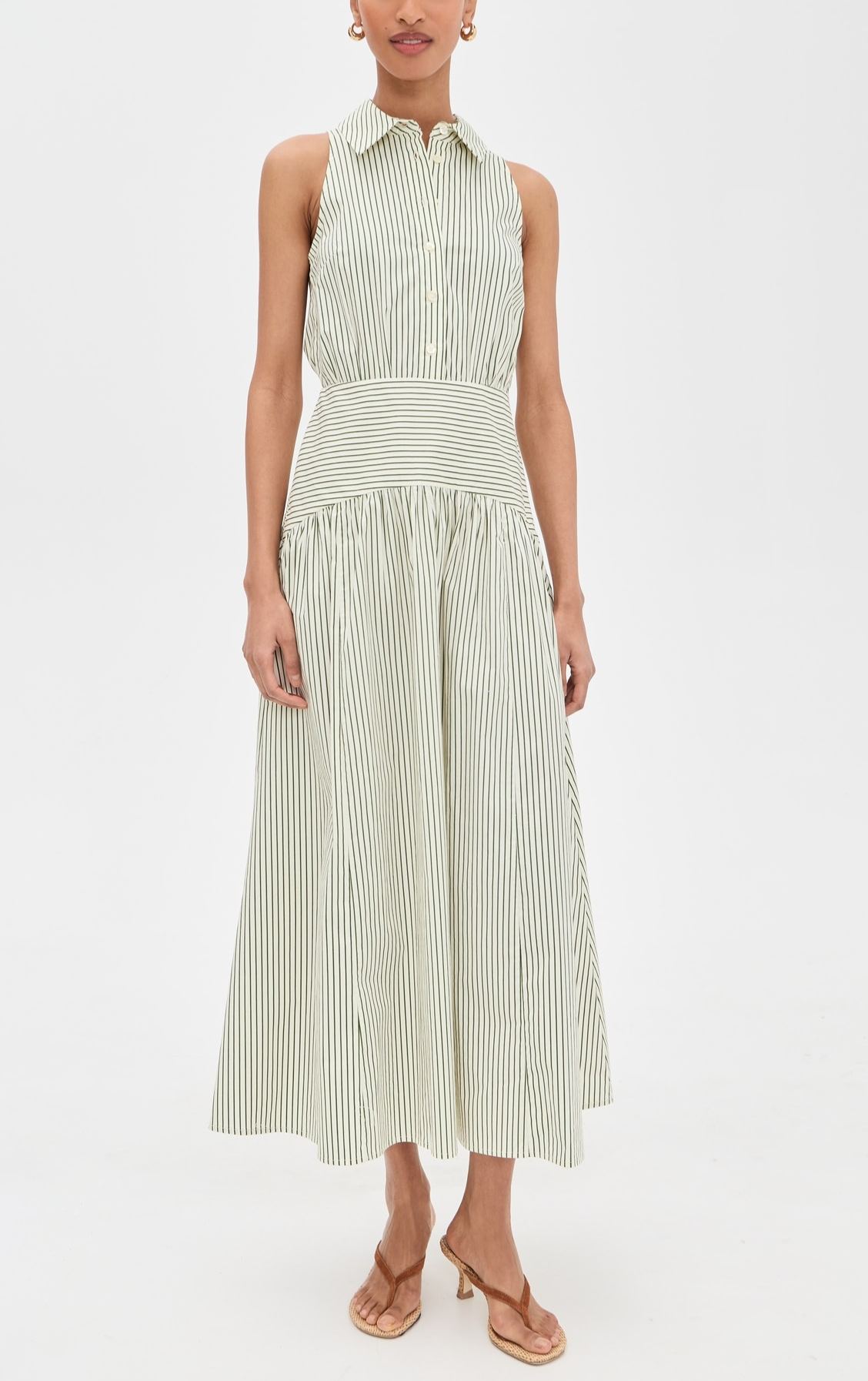 Romy Sleeveless Stretch Cotton Shirtdress