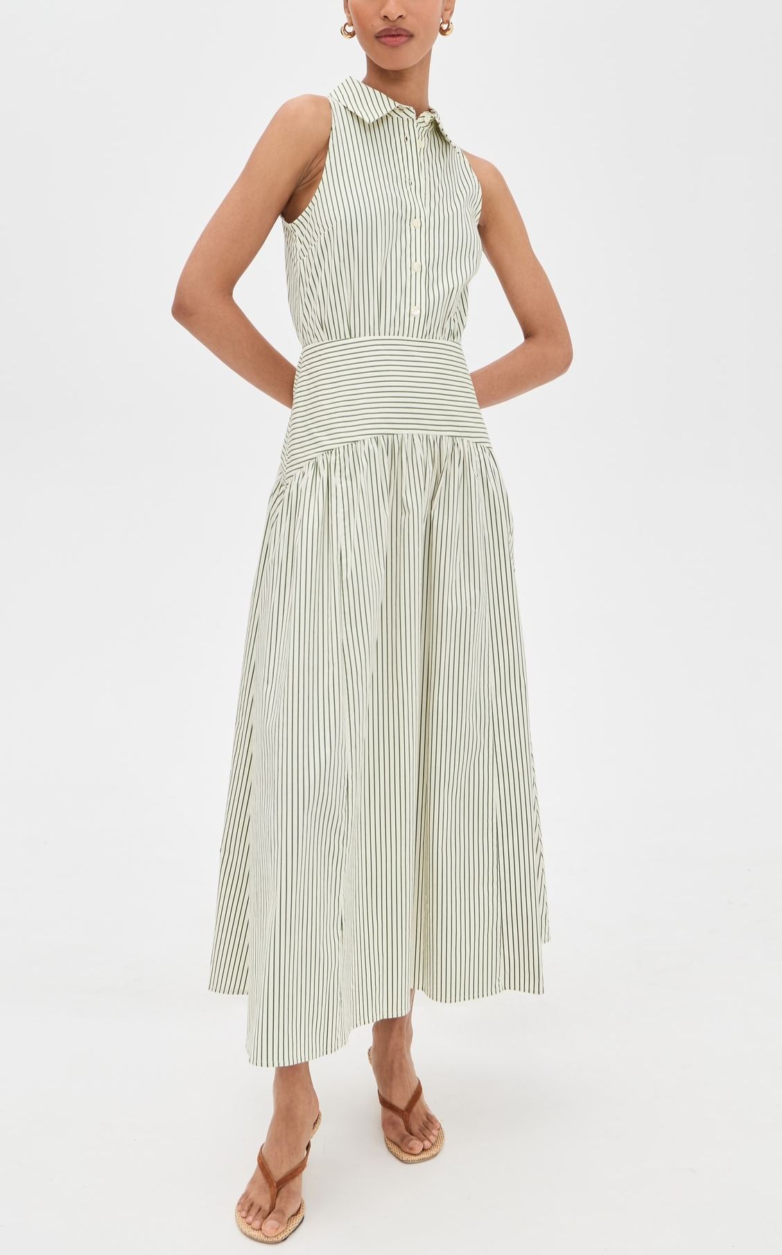 Romy Sleeveless Stretch Cotton Shirtdress