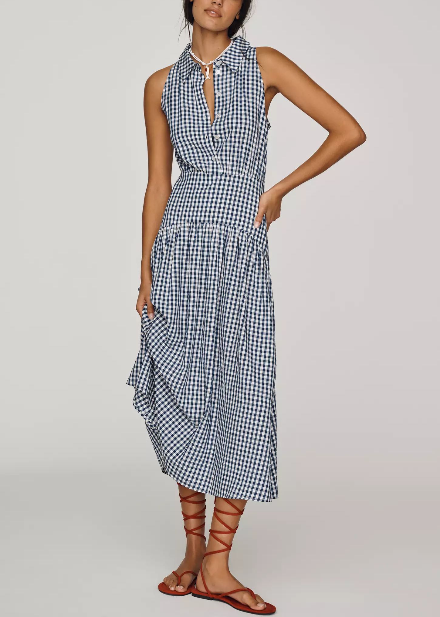 Drop-Waist Midi Shirt Dress
