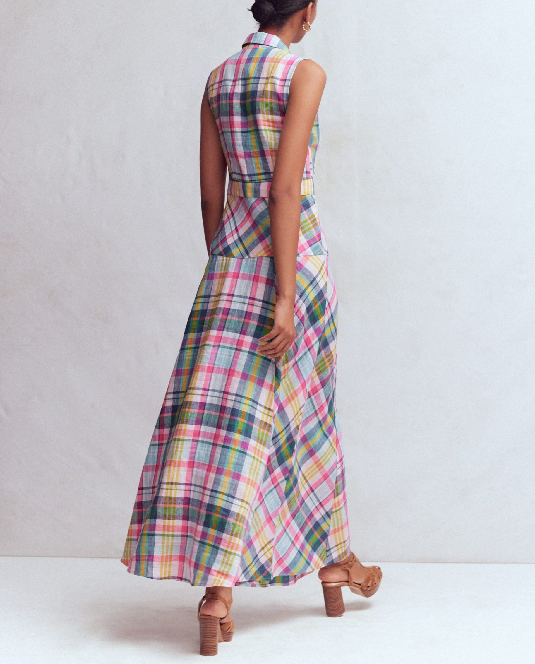 Erma Madras Linen Maxi Dress