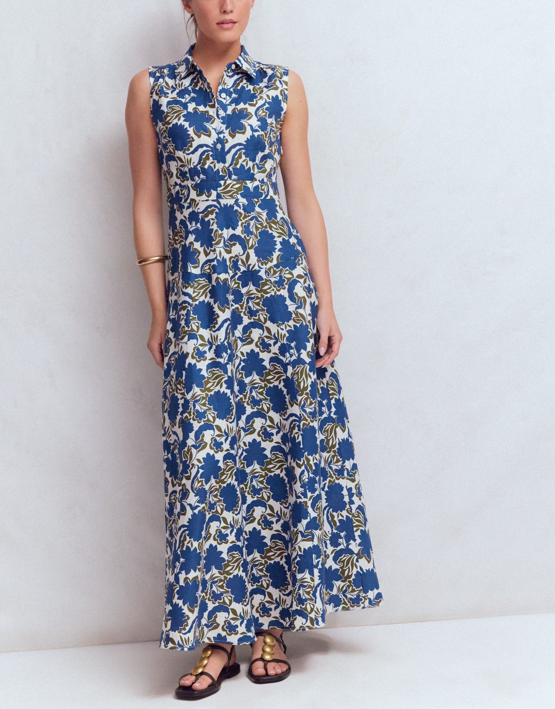 Erma Madras Linen Maxi Dress