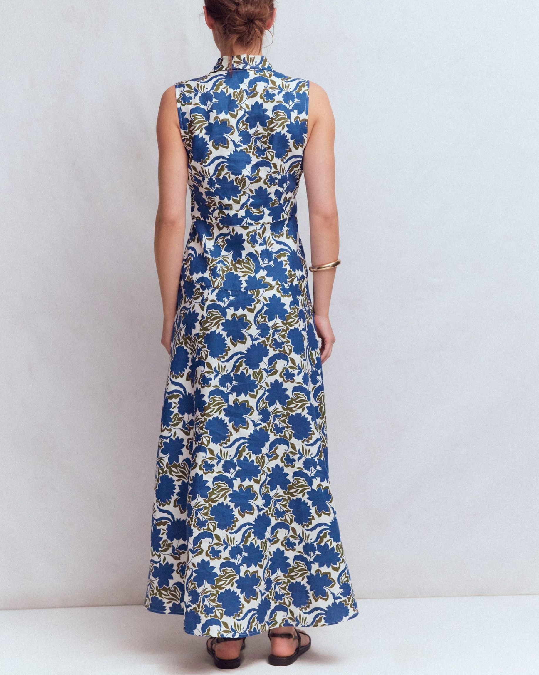 Erma Madras Linen Maxi Dress