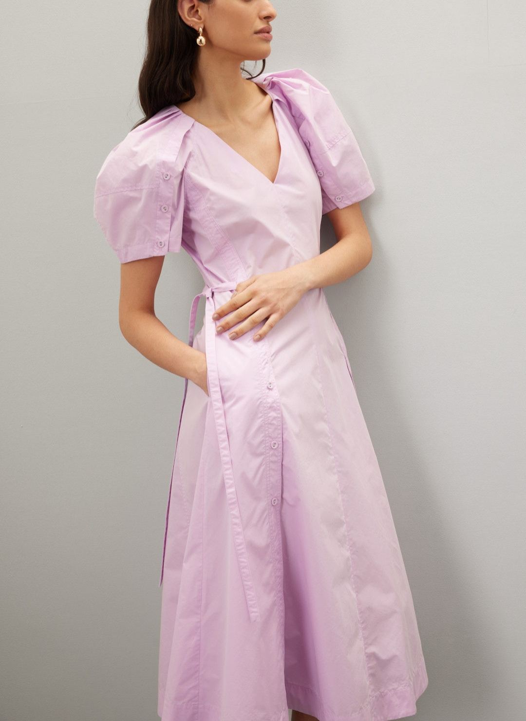 Puff Sleeve Midi Dress