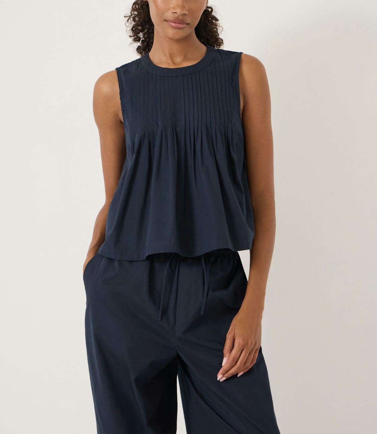 Arden Pin Tuck Detail Shell Top