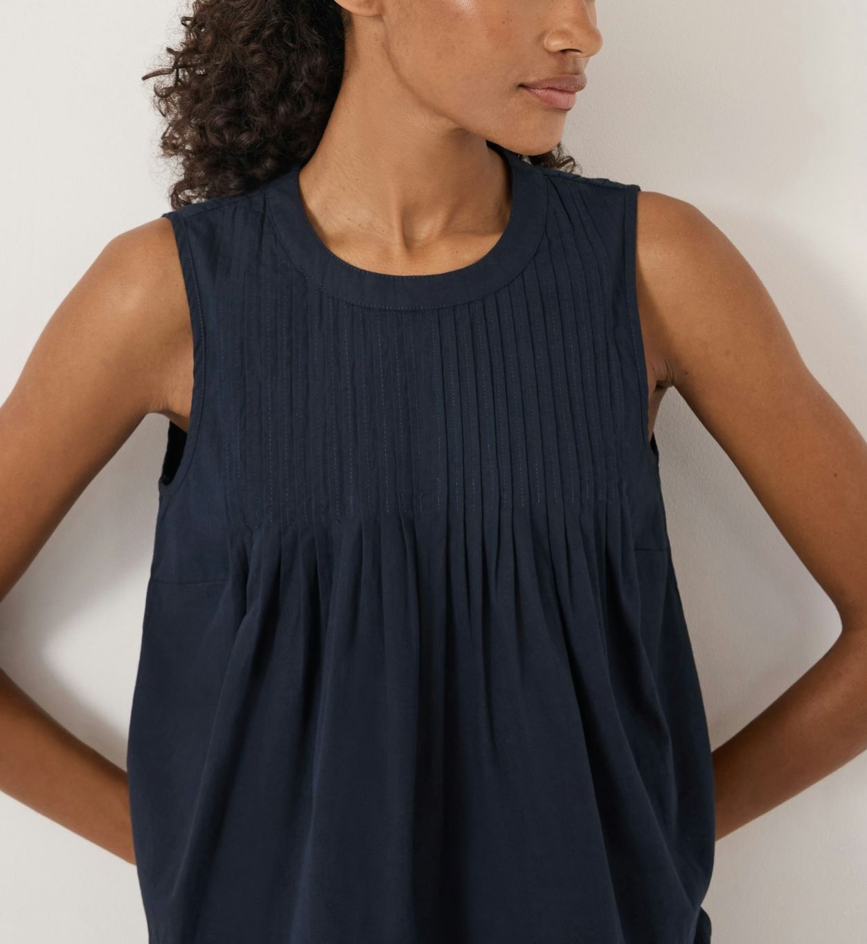 Arden Pin Tuck Detail Shell Top