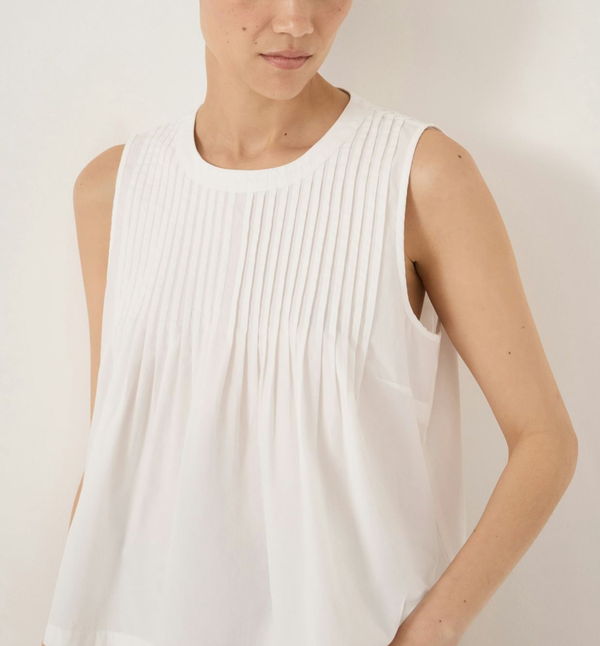 Arden Pin Tuck Detail Shell Top