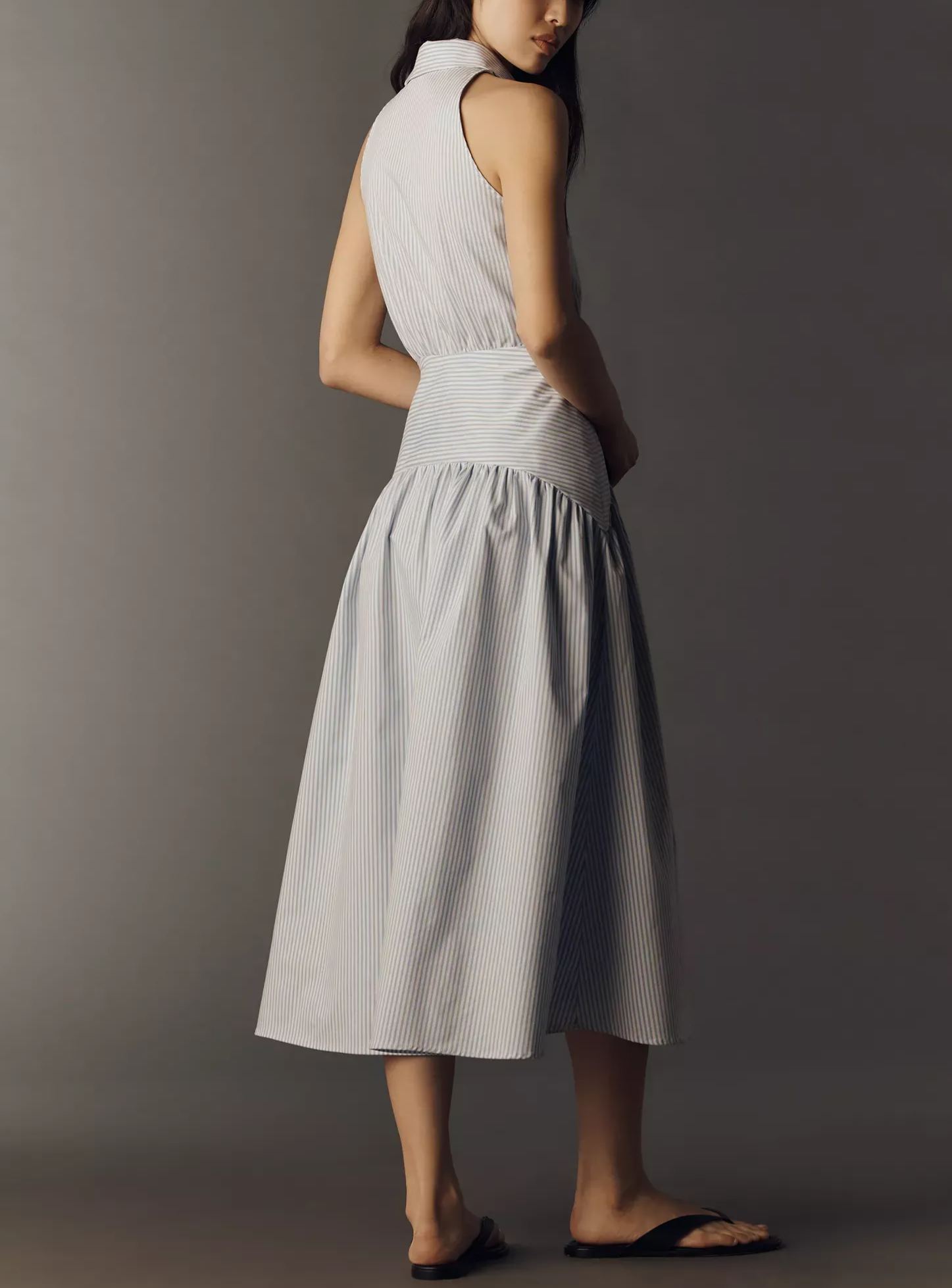 Drop-Waist Midi Shirt Dress