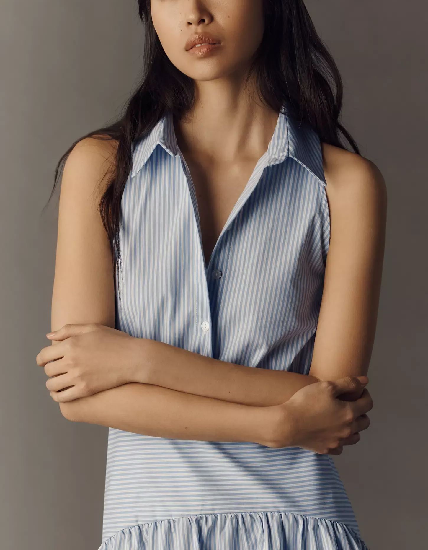 Drop-Waist Midi Shirt Dress