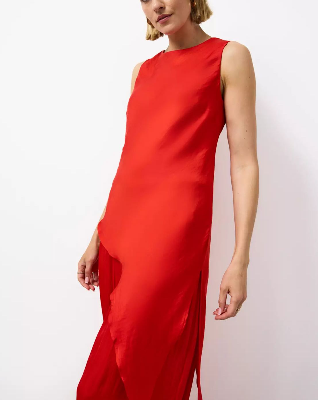 Satin Asymmetric Hem Top