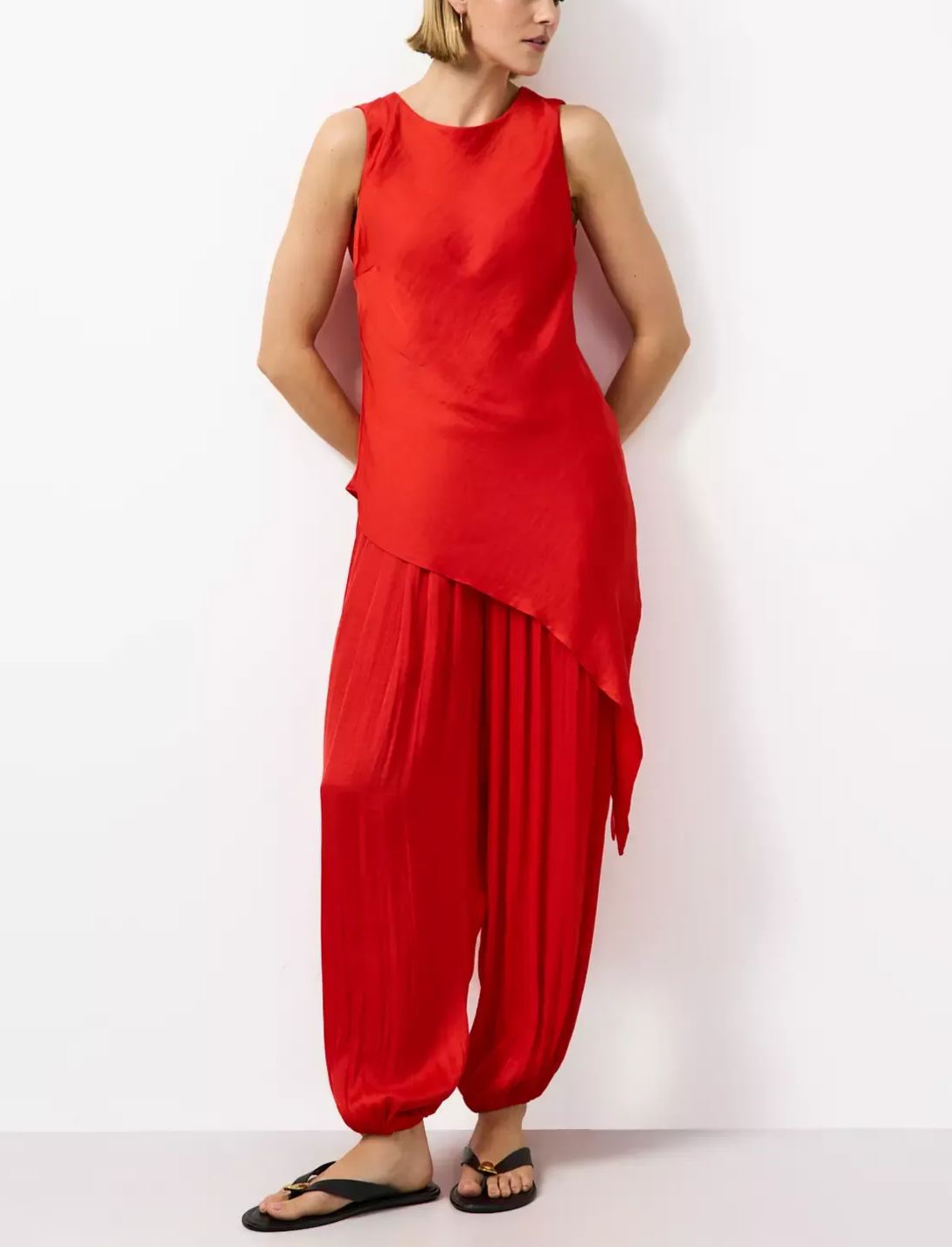 Satin Asymmetric Hem Top