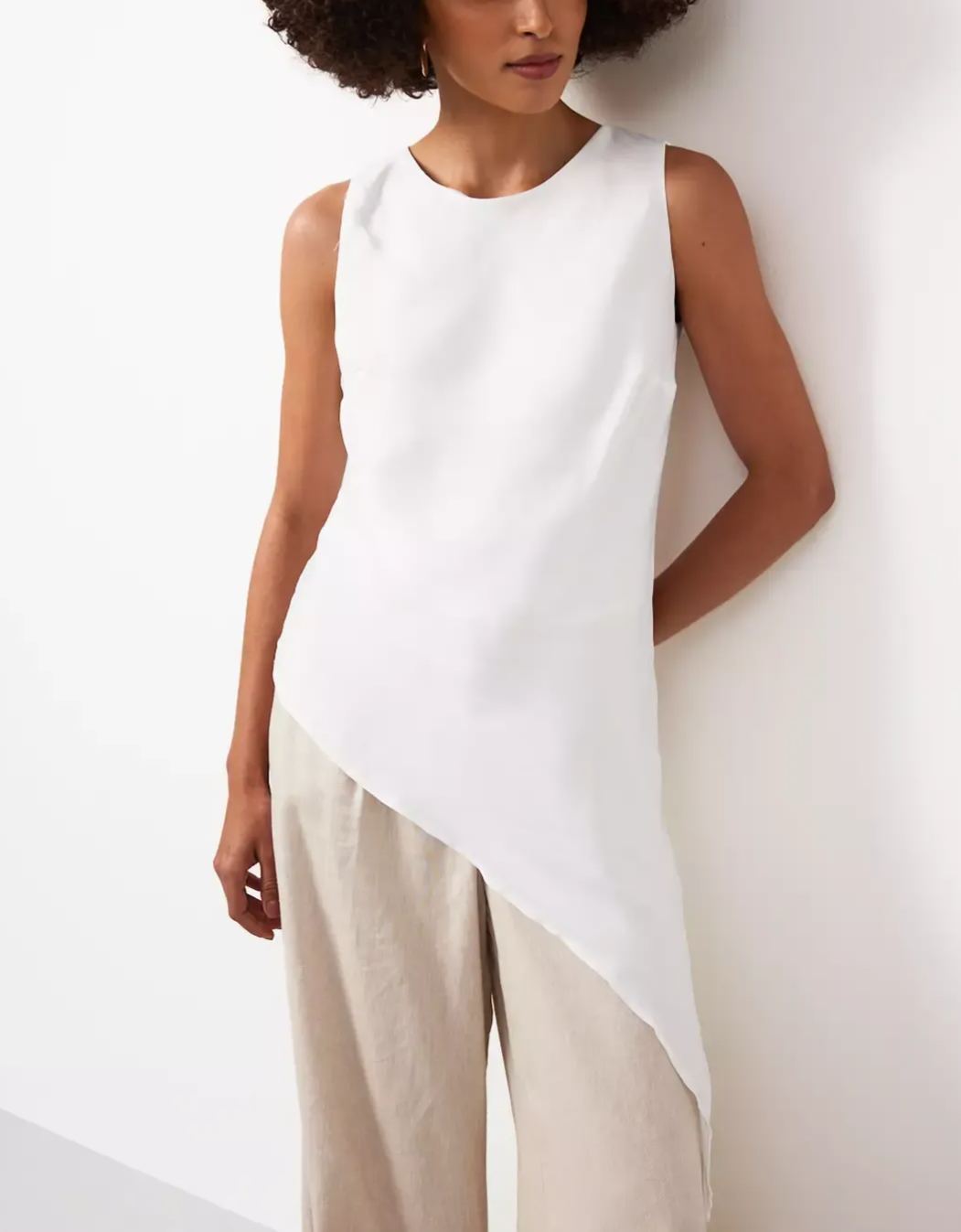 Satin Asymmetric Hem Top