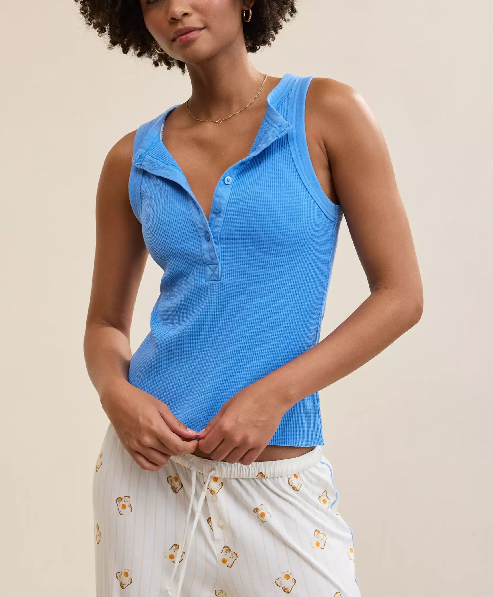 Waffle Henley Tank Top & Jogger