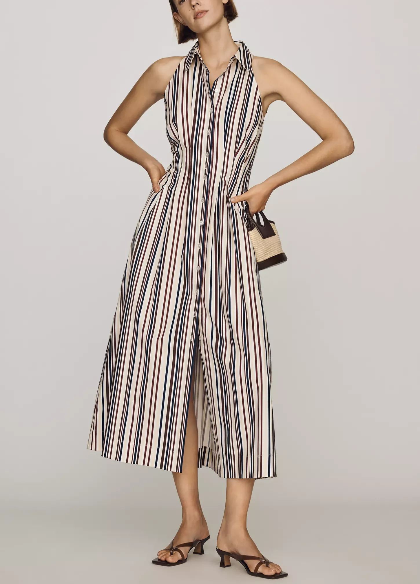 Tobie Striped Sleeveless Shirt Dress