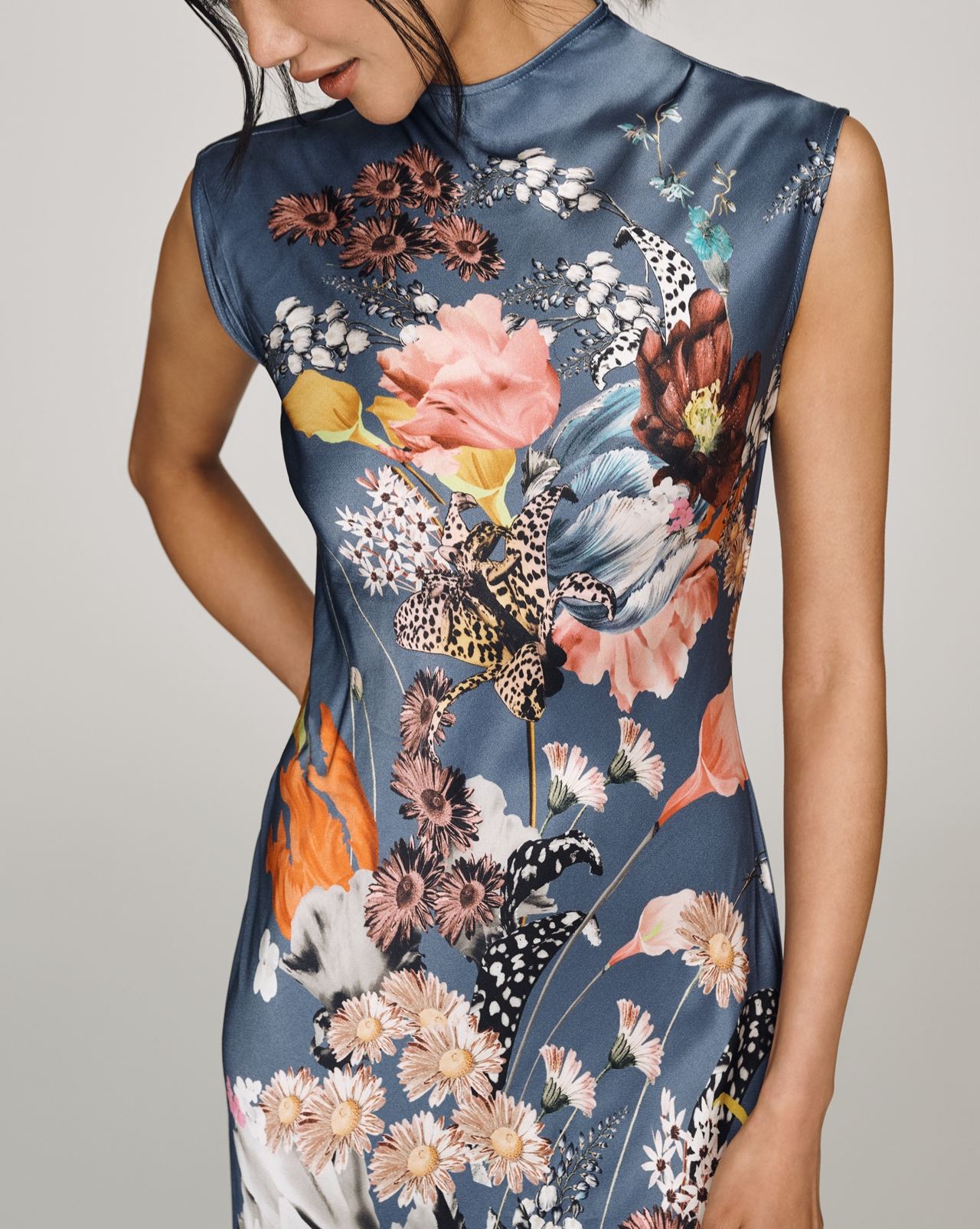 Charlette Mock-Neck Midi Slip Dress