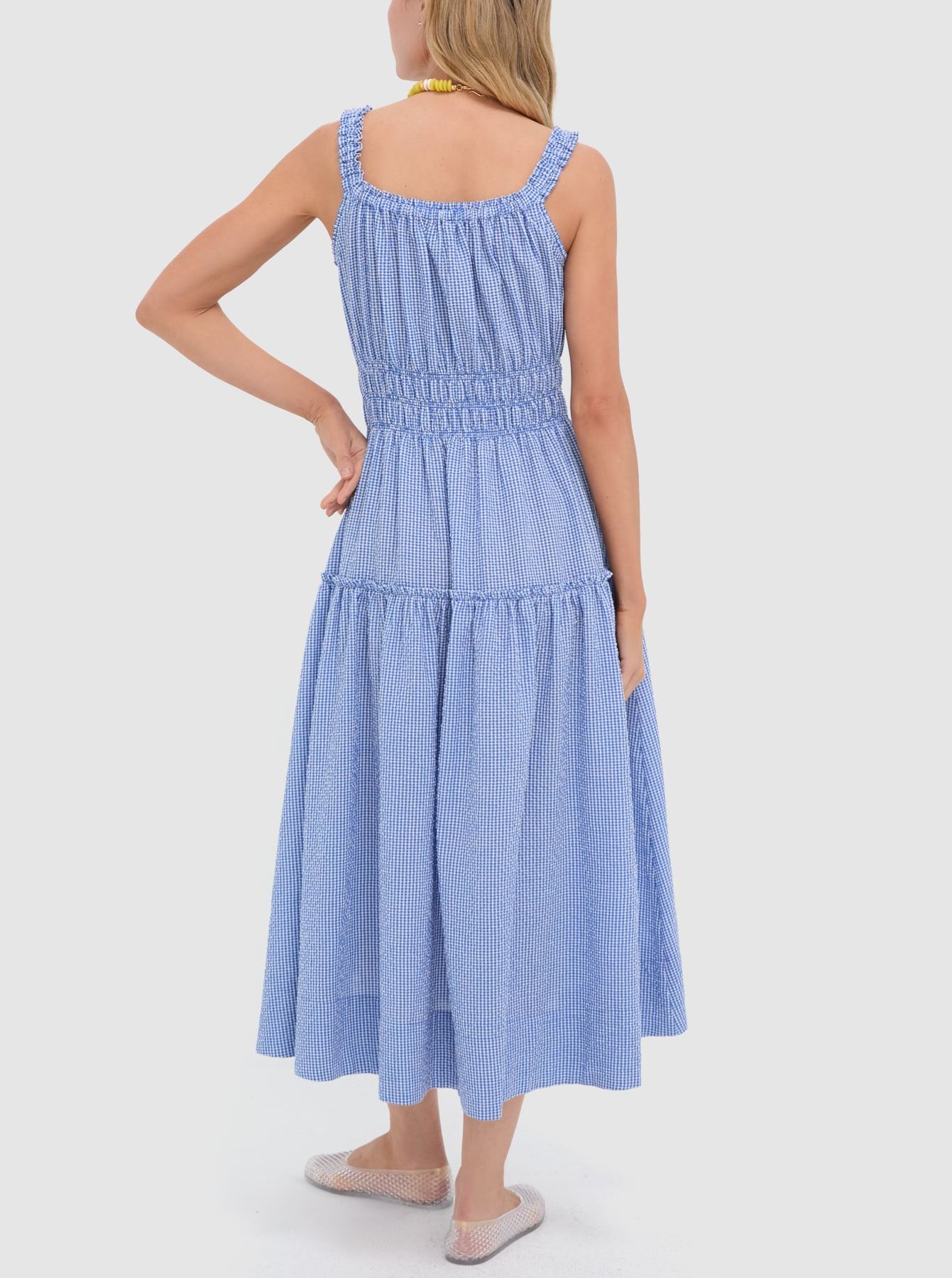 Blue and White Gingham Seersucker Landis Dress