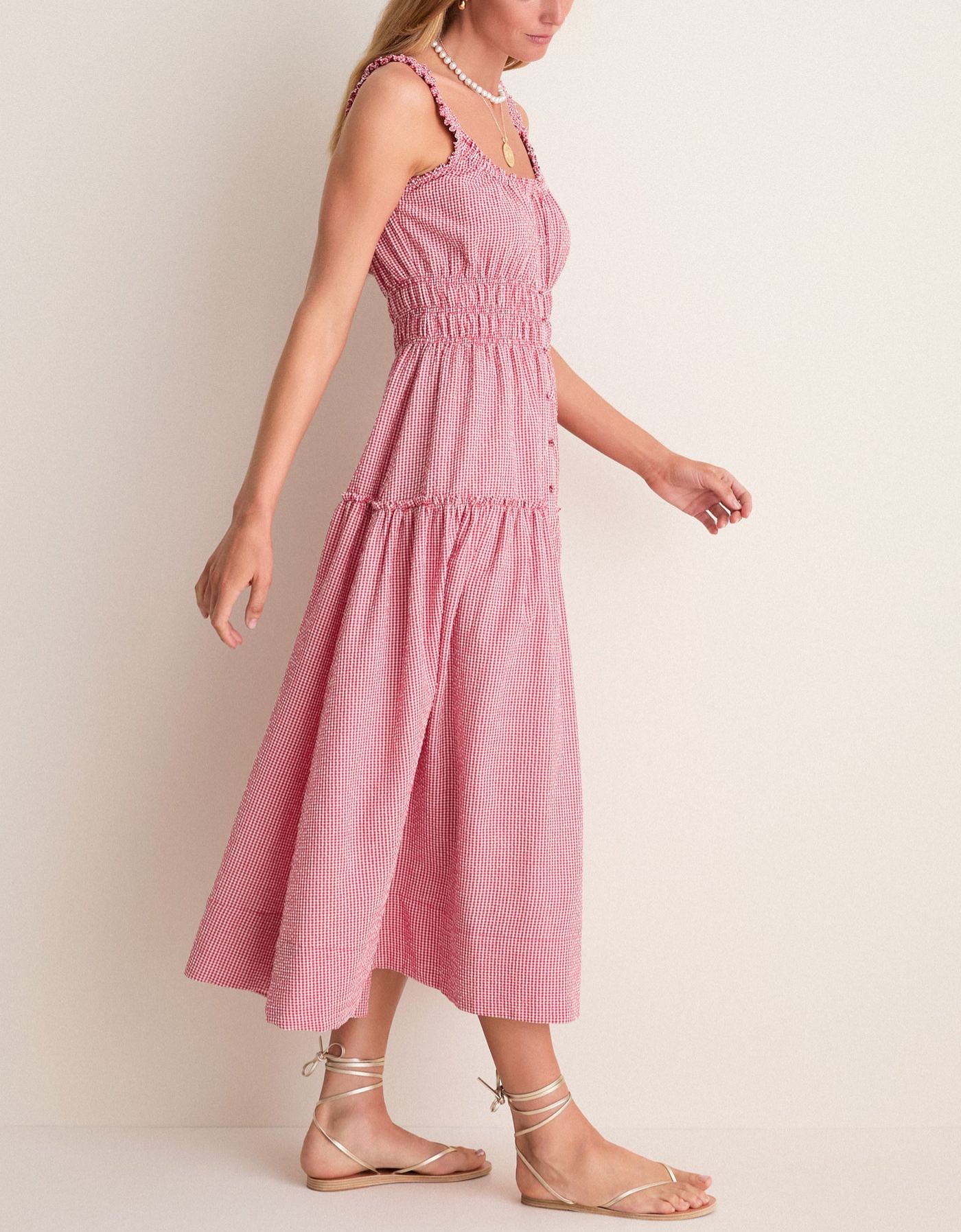 Blue and White Gingham Seersucker Landis Dress