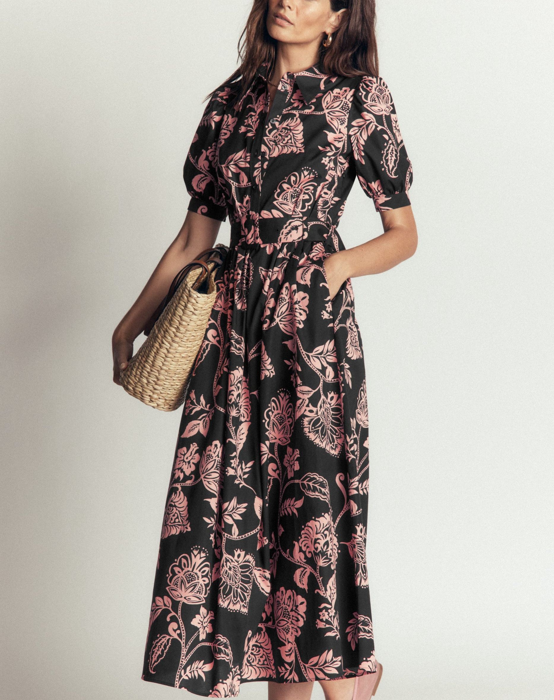 Belted Cotton Midi Dress