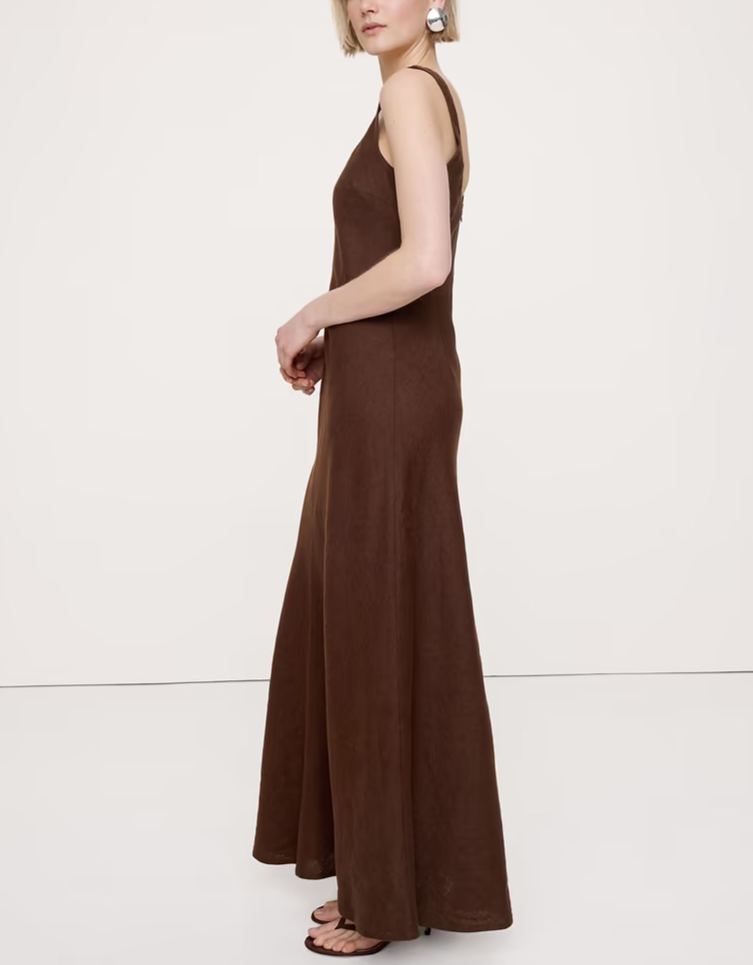 Linen Bias-Cut Maxi Dress