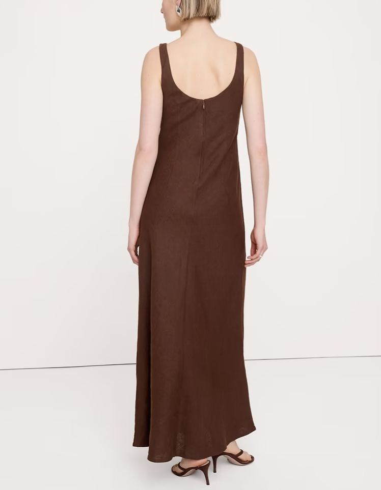 Linen Bias-Cut Maxi Dress