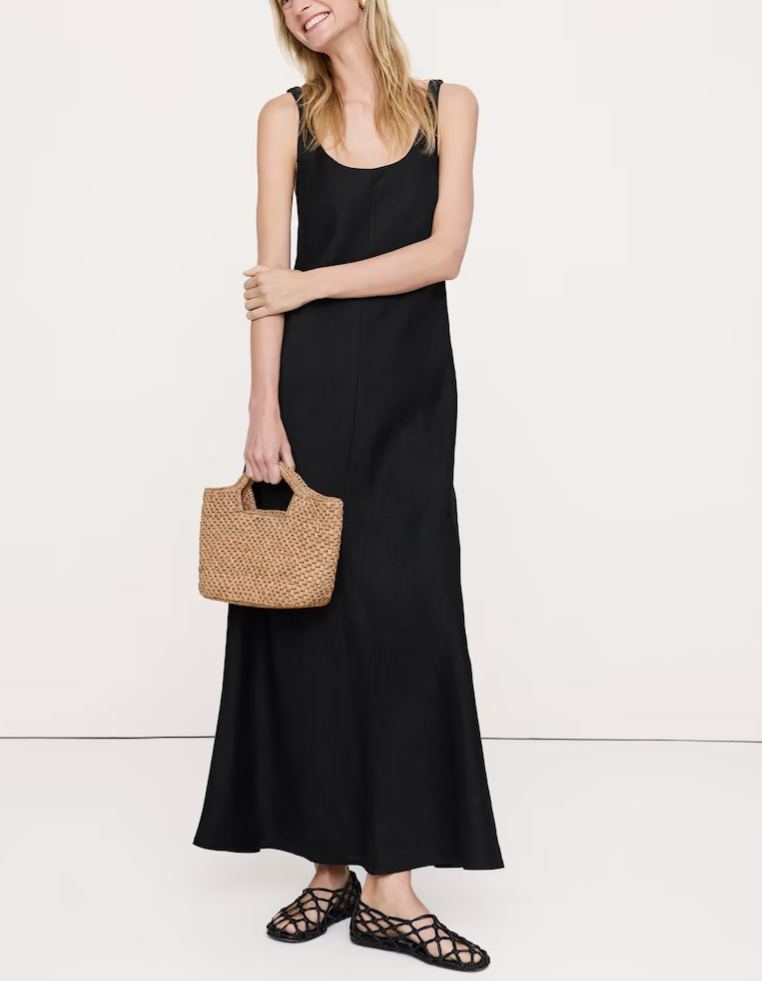 Linen Bias-Cut Maxi Dress