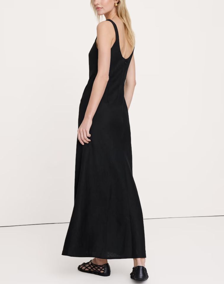 Linen Bias-Cut Maxi Dress