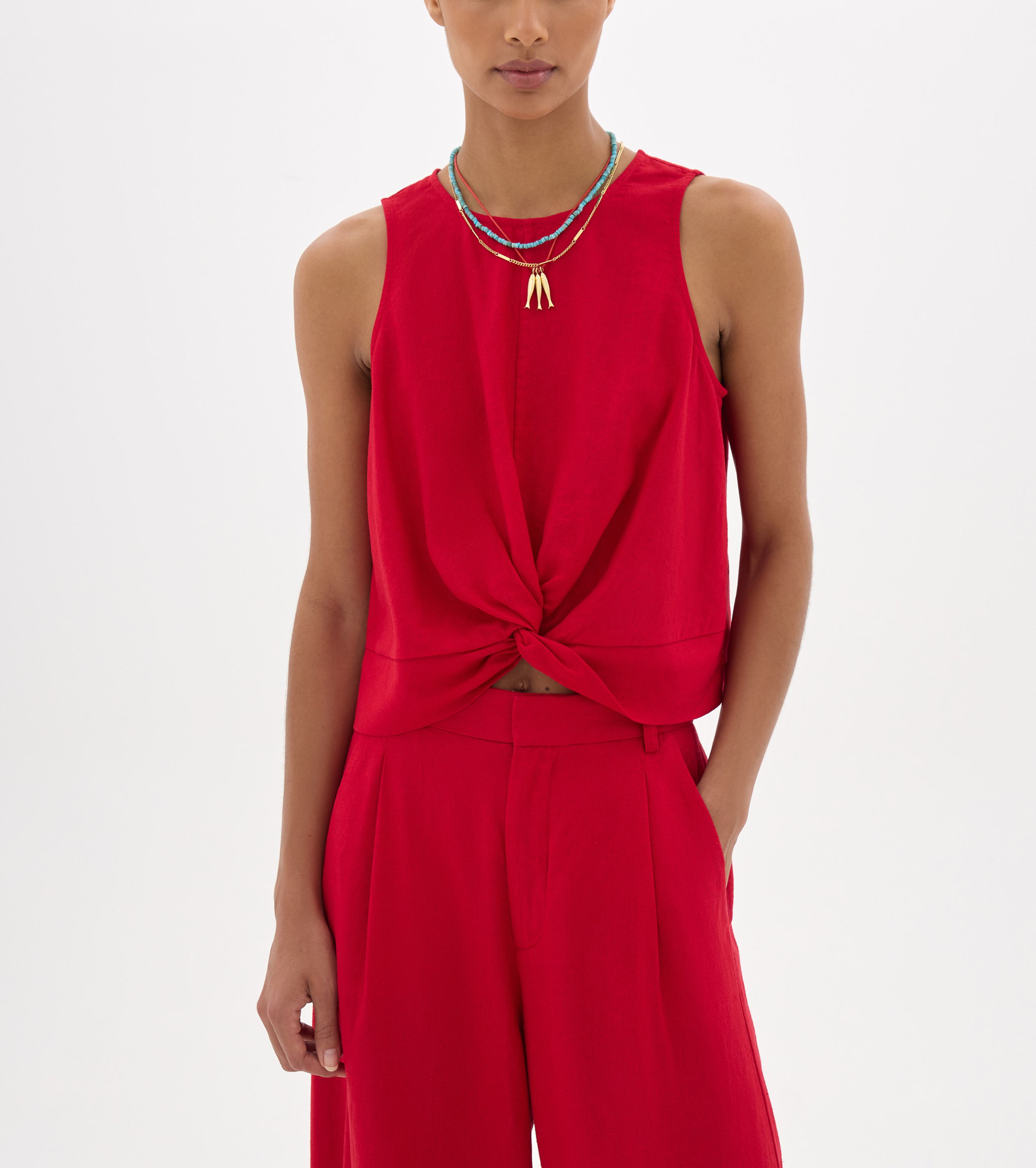 Maggie Twist Front Linen Top
