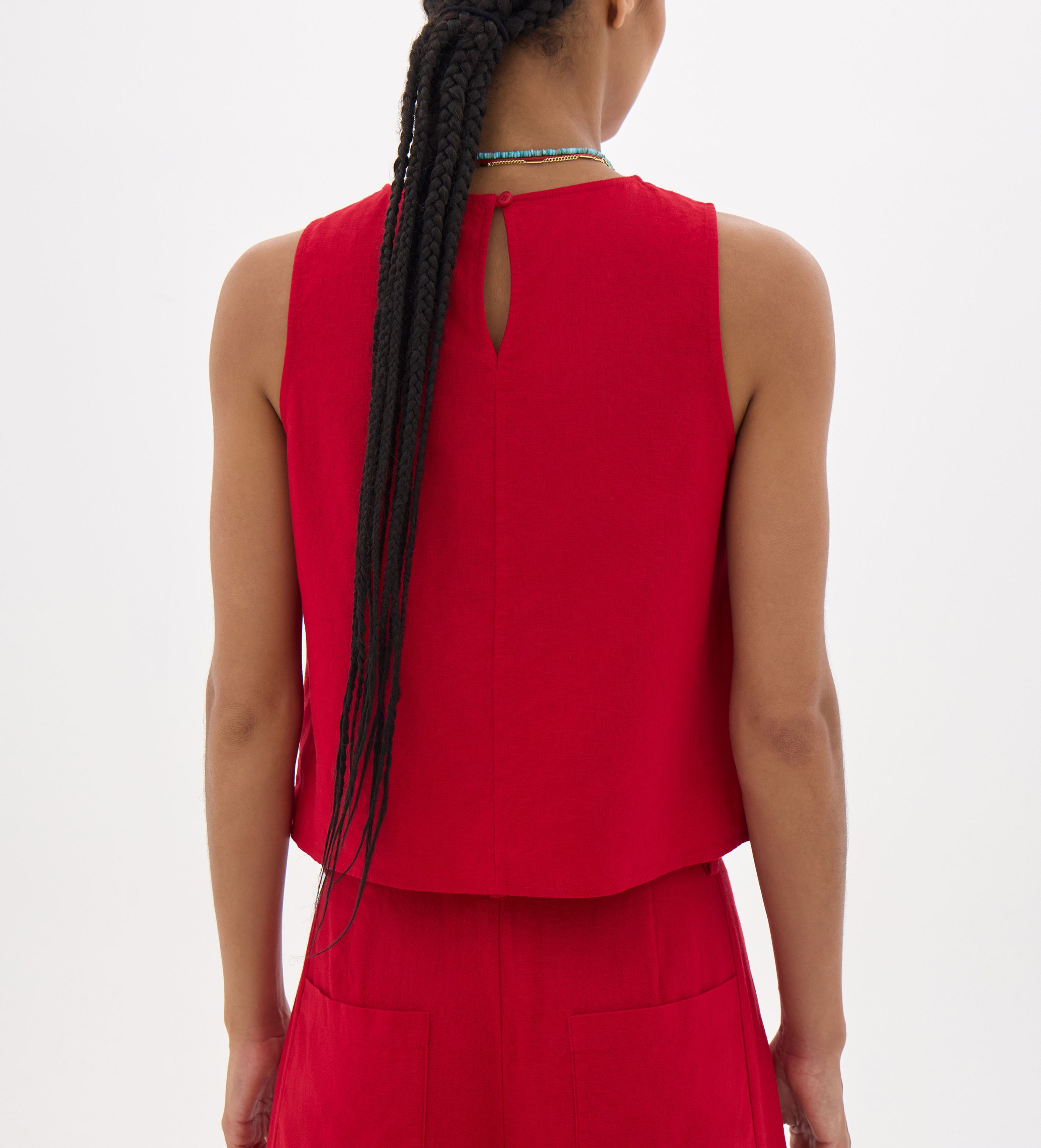Maggie Twist Front Linen Top