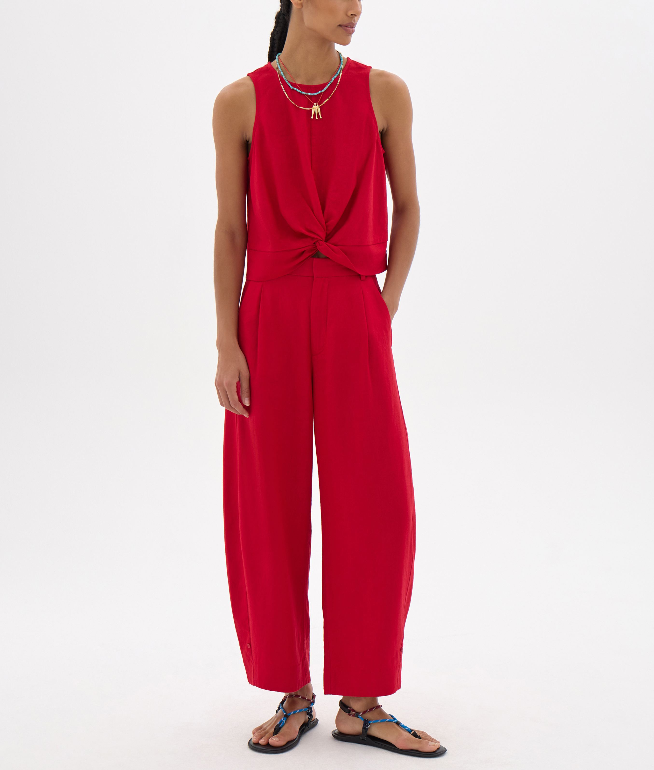 Maggie Twist Front Linen Top