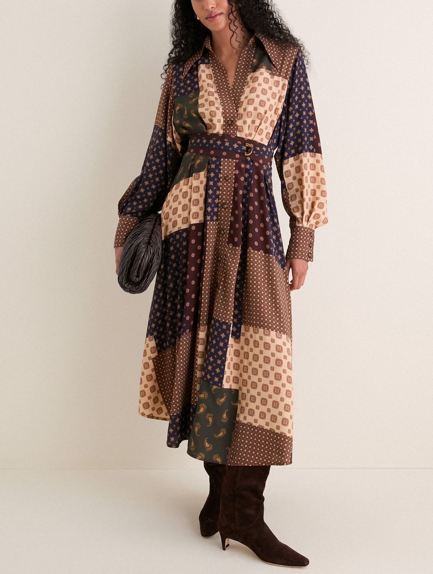 Geo Patch Print Midi Dress