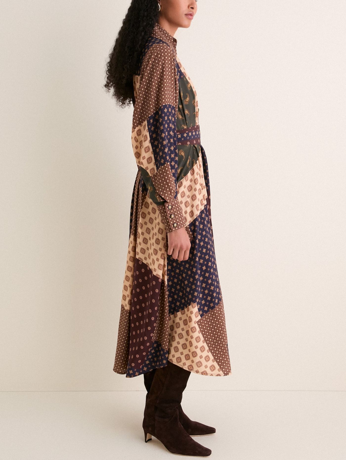 Geo Patch Print Midi Dress