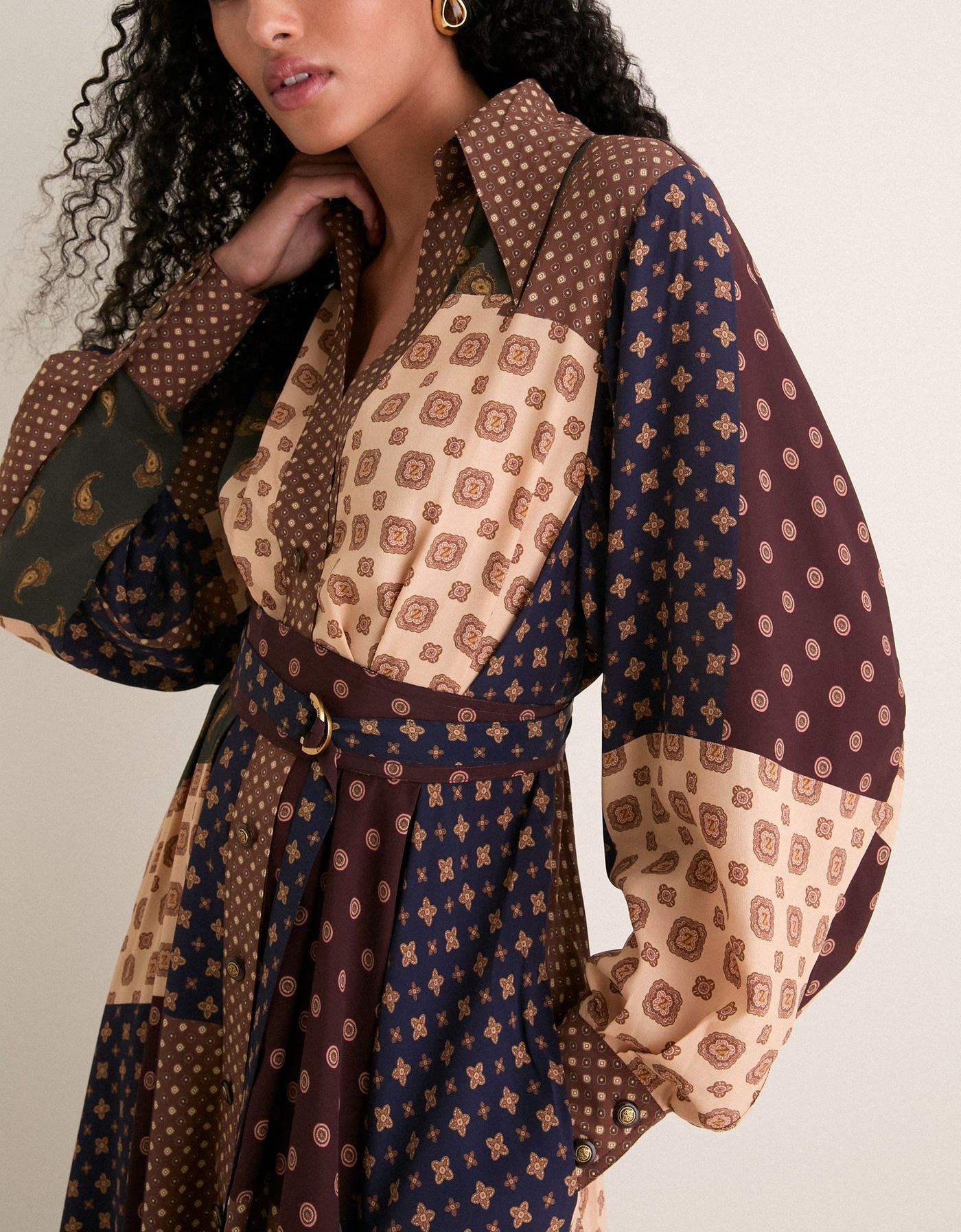 Geo Patch Print Midi Dress