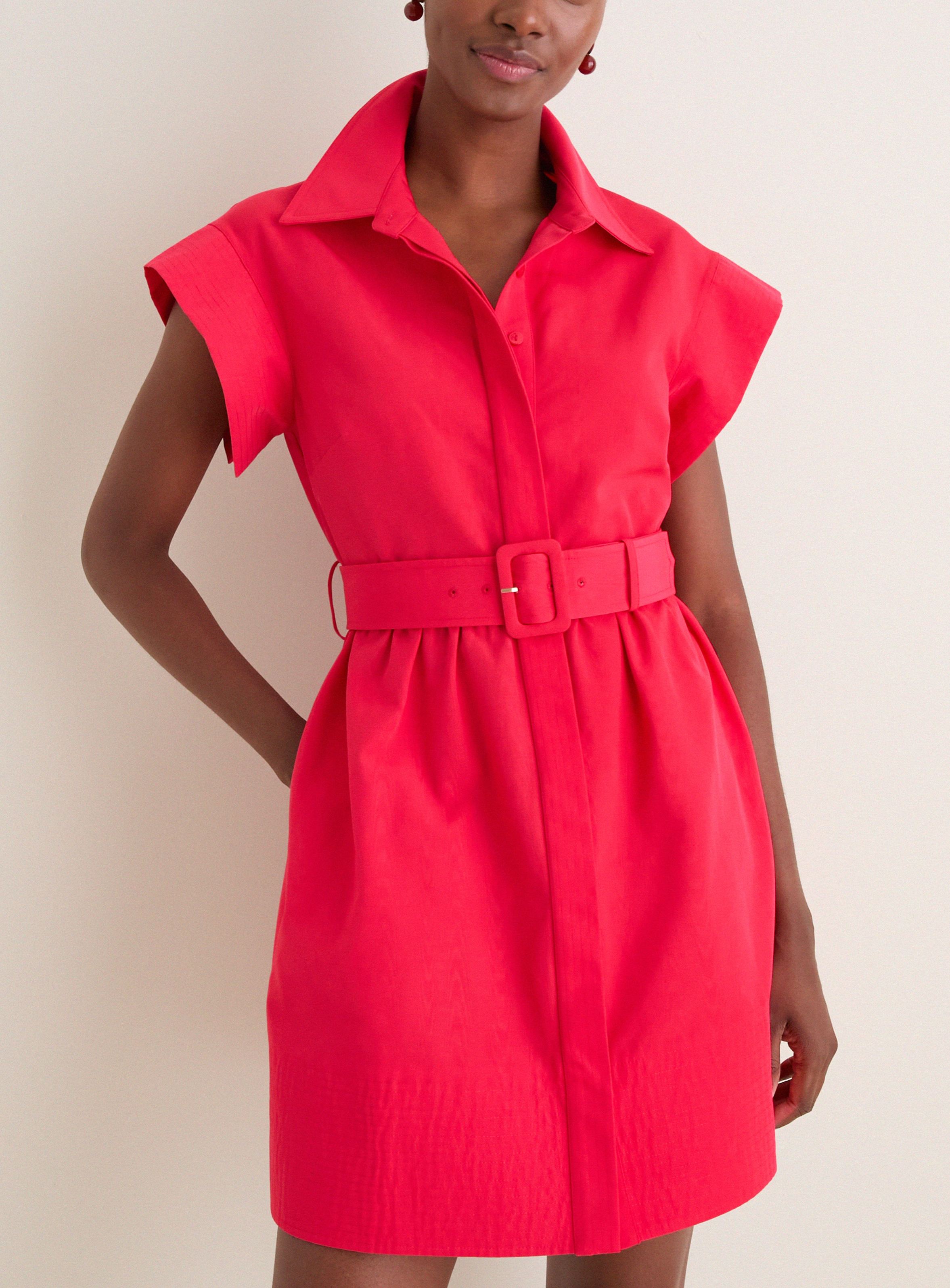 Classic Button-Up Belted Mini Chloe Dress
