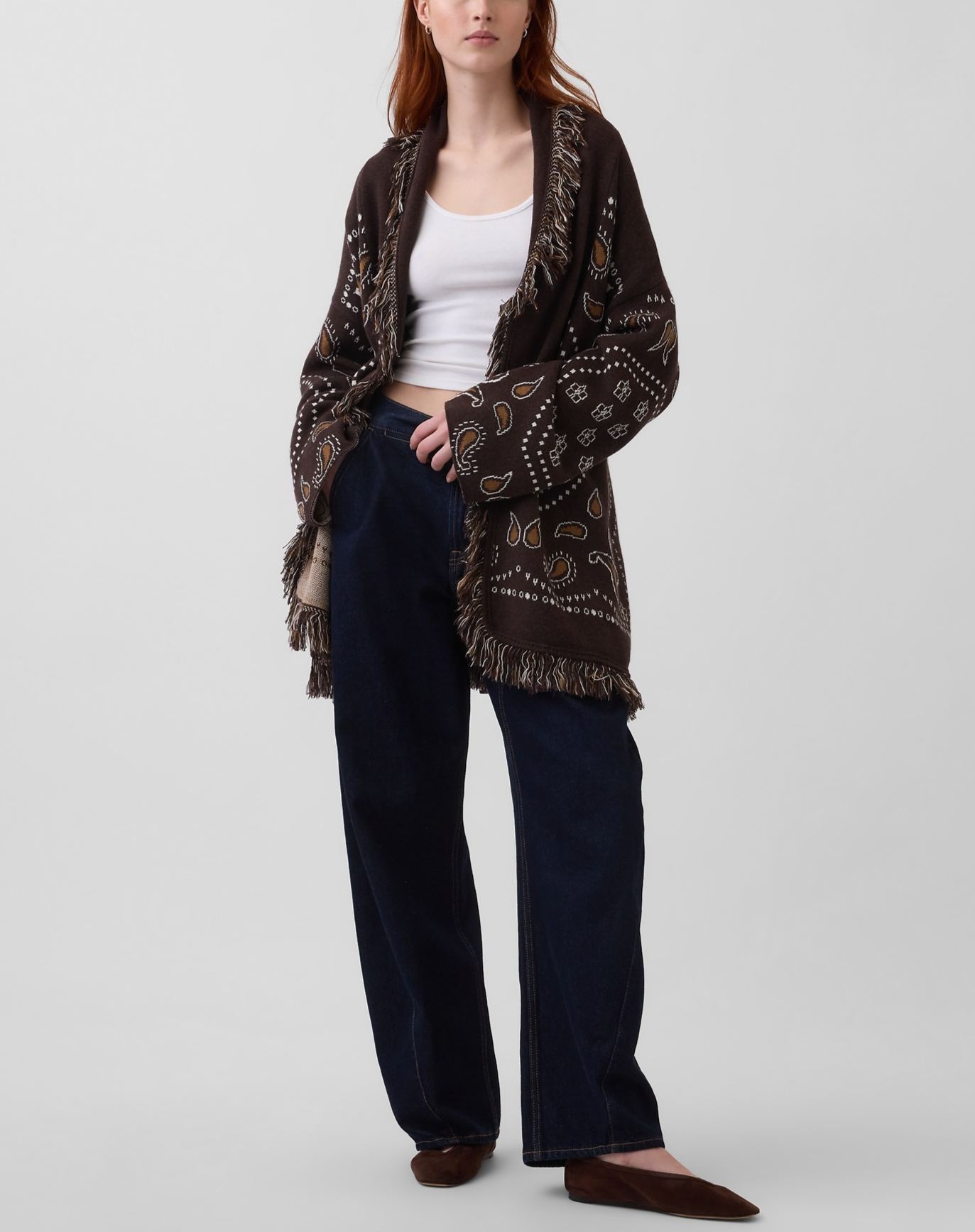 Fringe Wrap Cardigan Sweater
