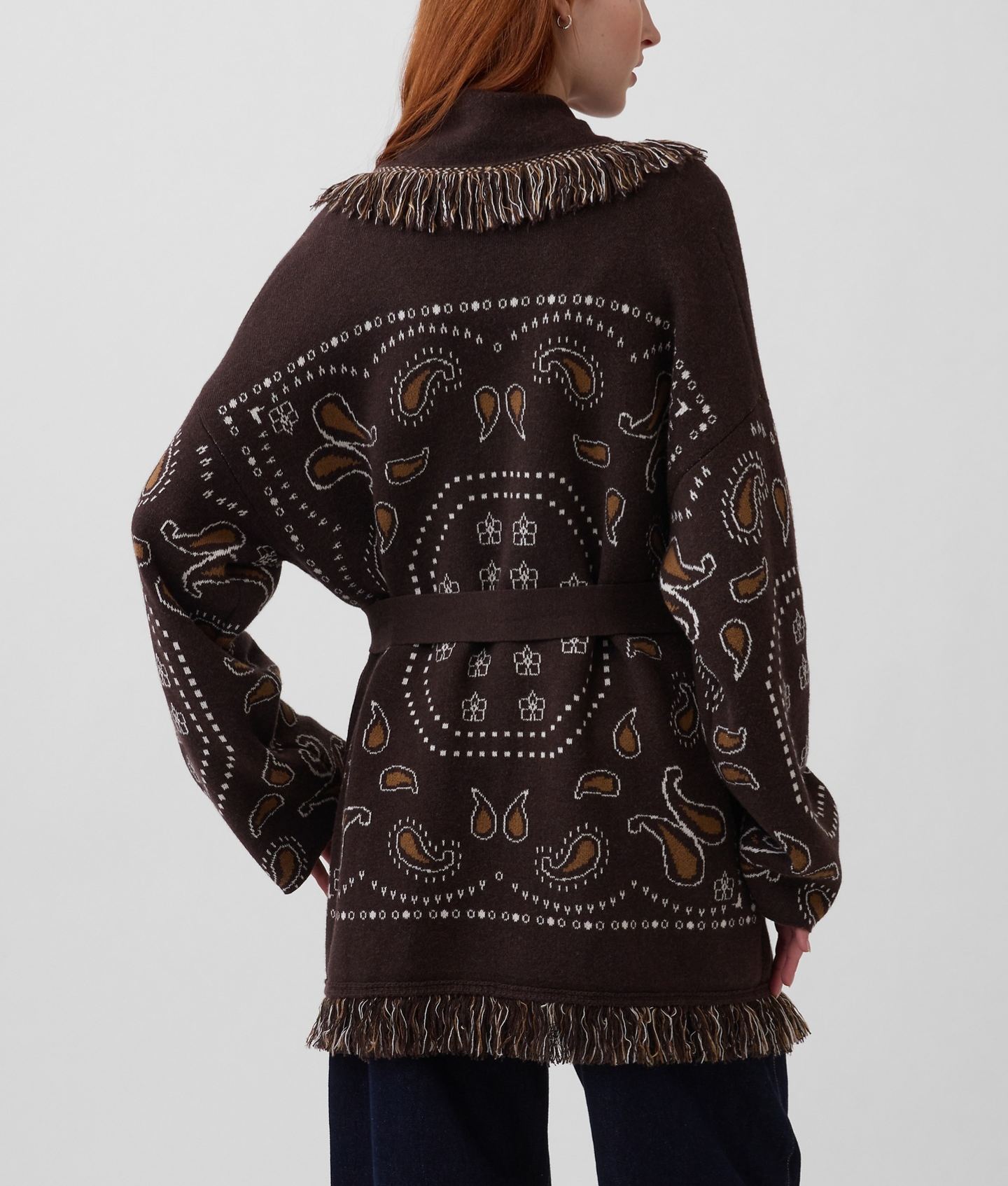 Fringe Wrap Cardigan Sweater