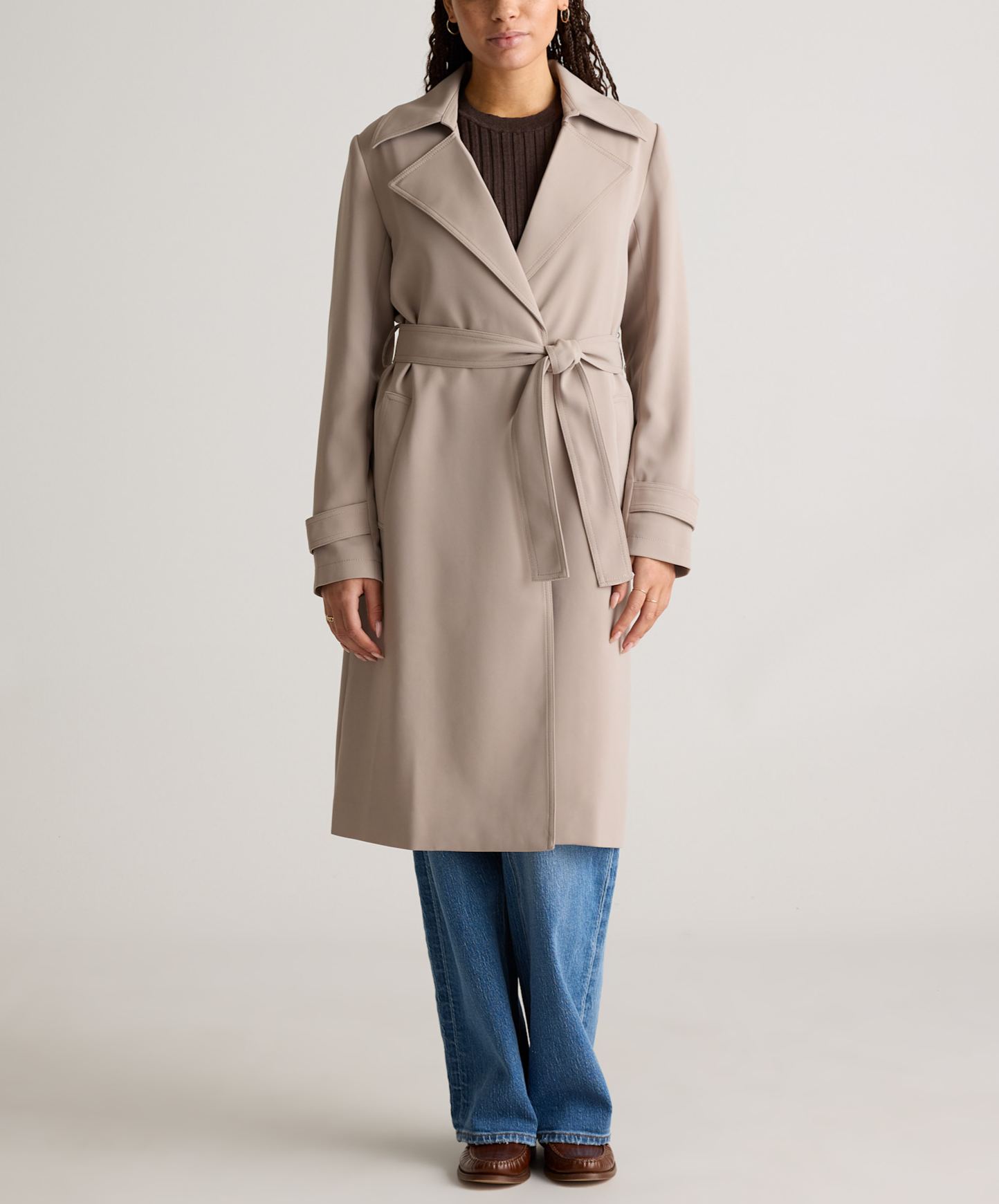 Stretch Crepe Trench Coat