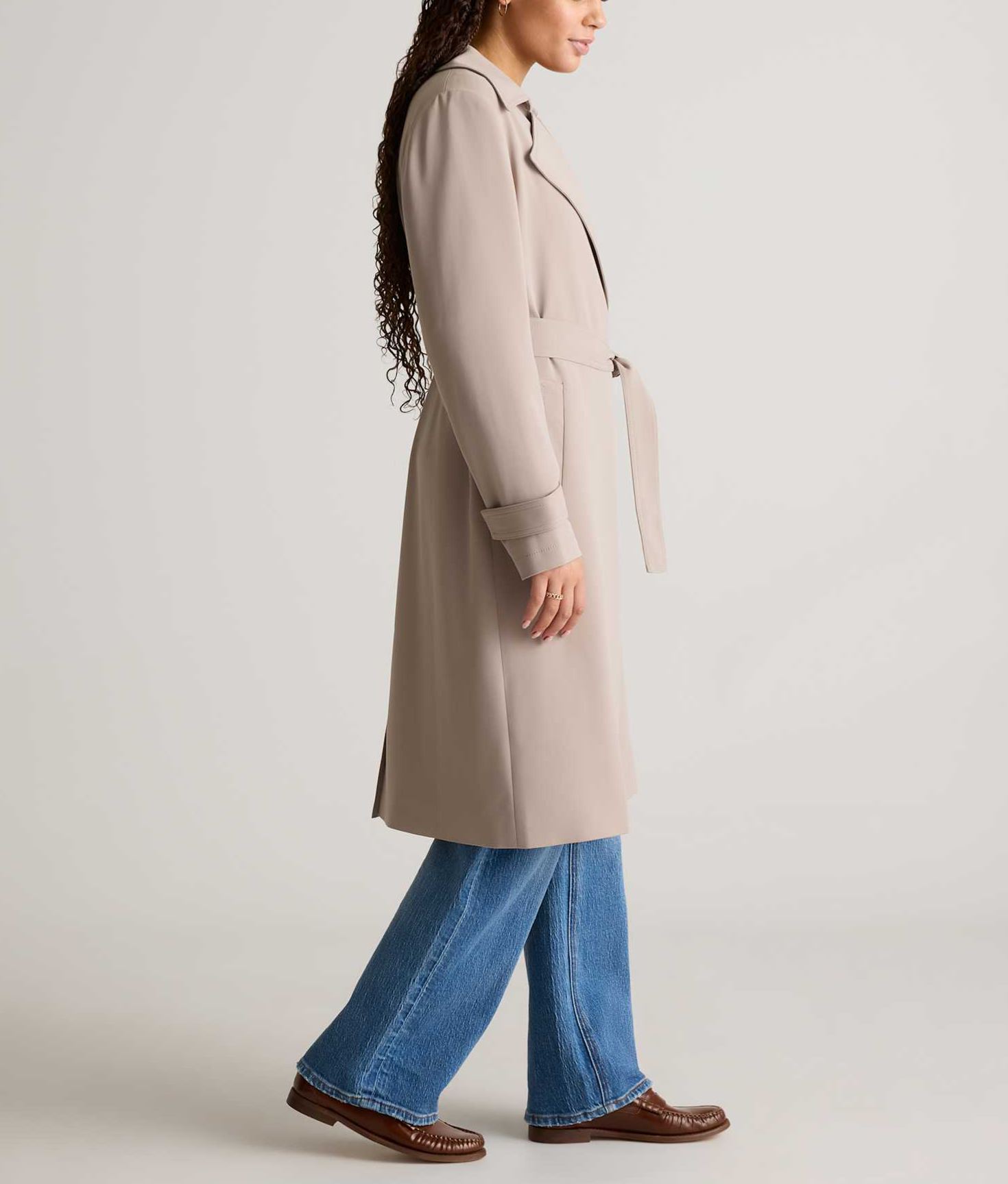 Stretch Crepe Trench Coat
