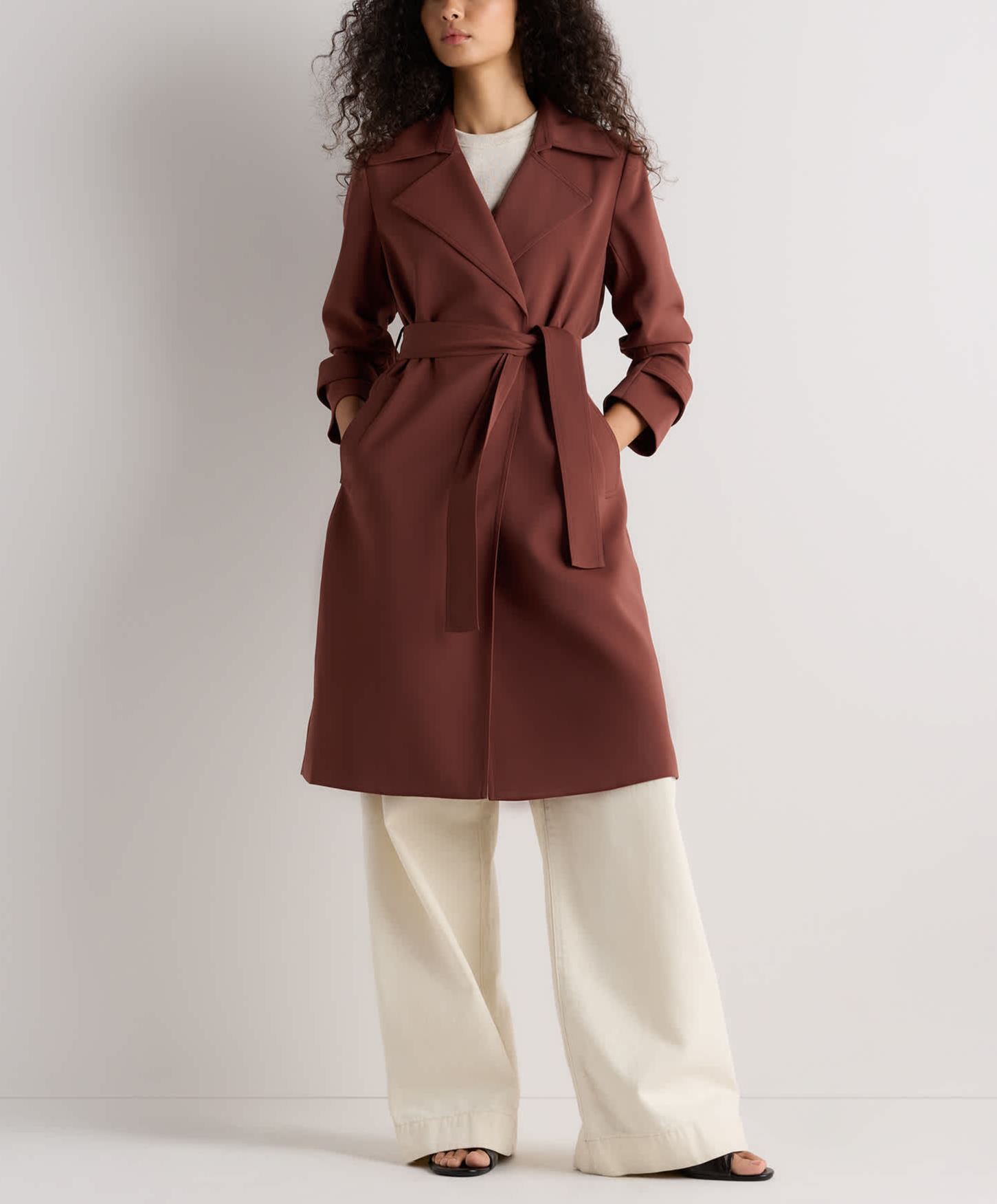 Stretch Crepe Trench Coat