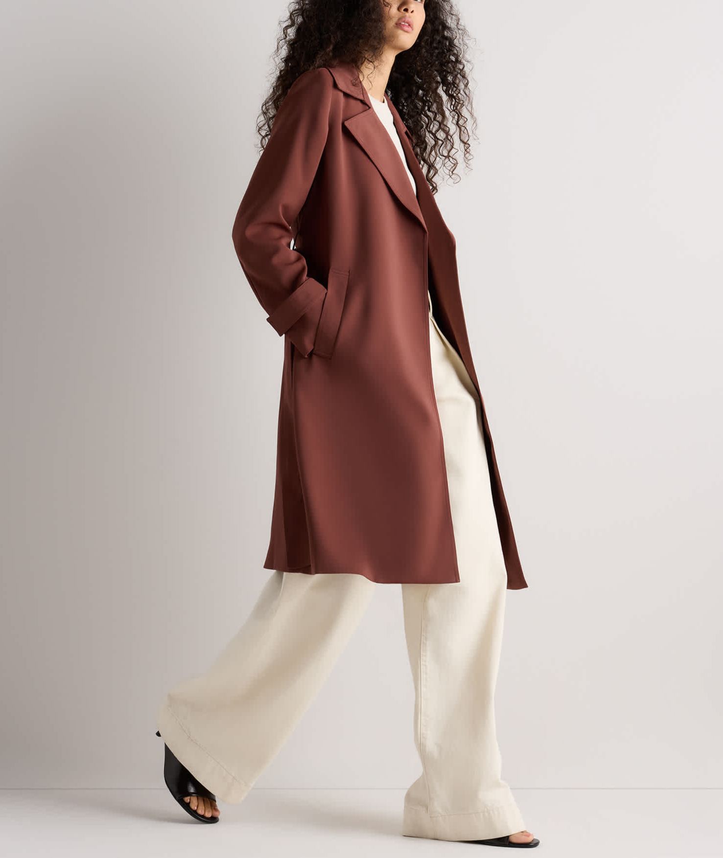 Stretch Crepe Trench Coat