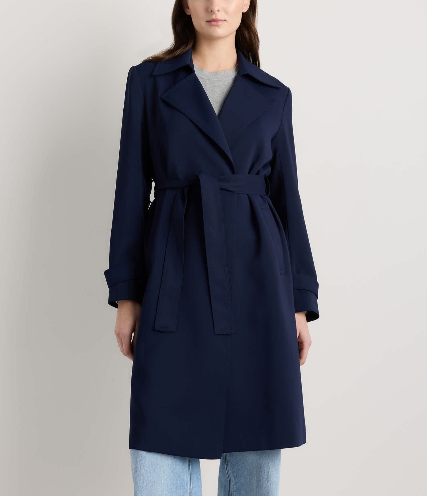 Stretch Crepe Trench Coat