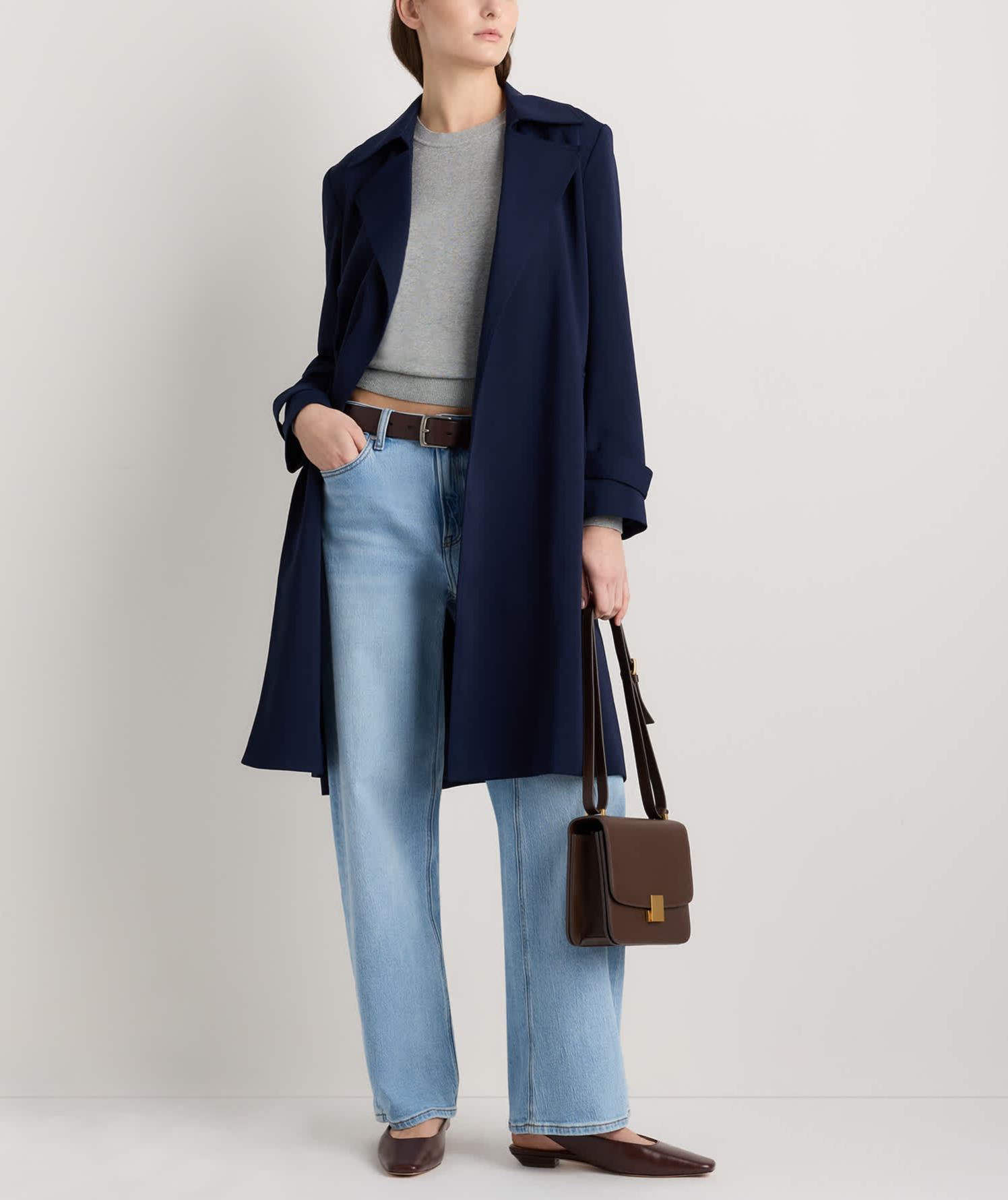 Stretch Crepe Trench Coat