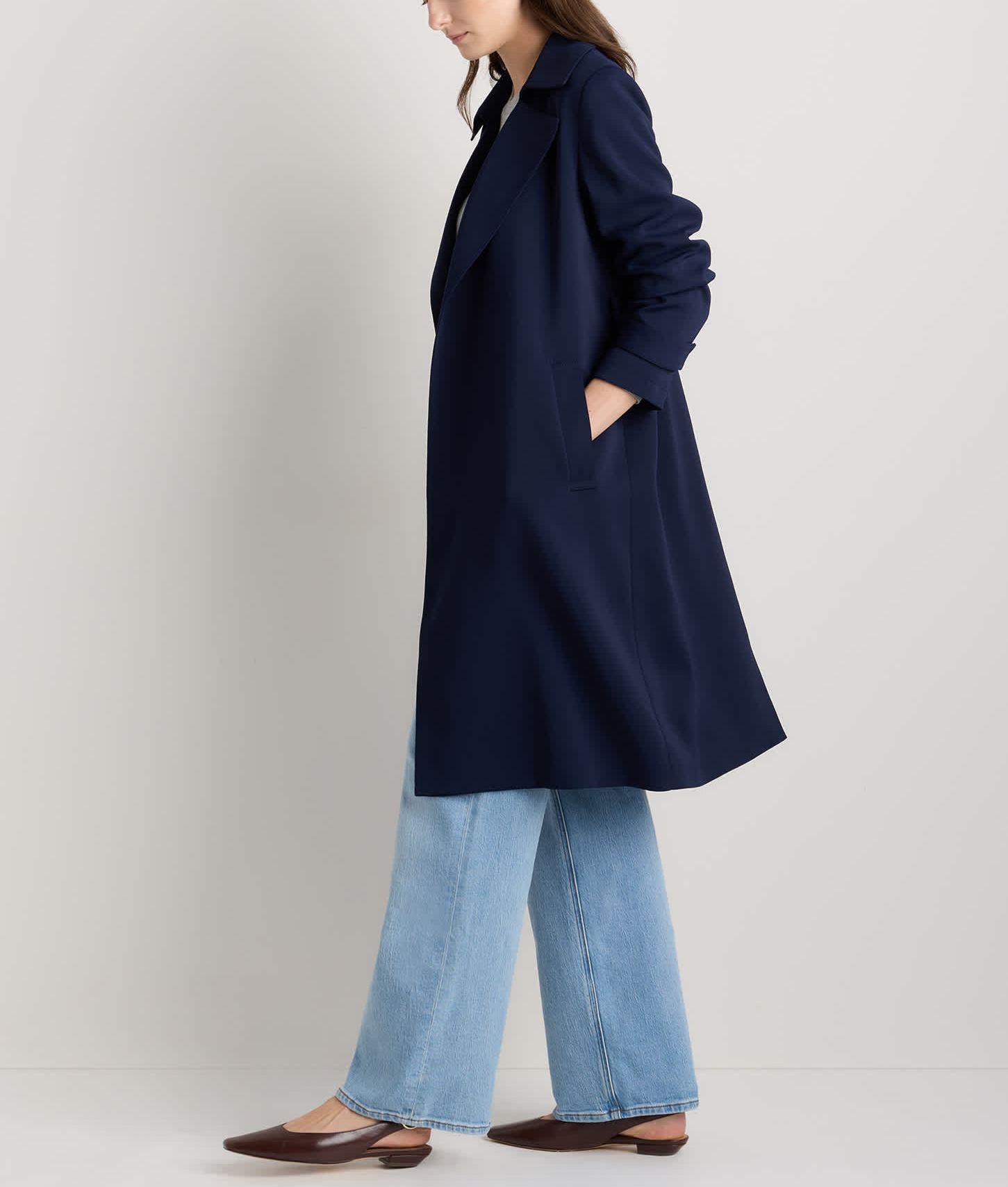 Stretch Crepe Trench Coat