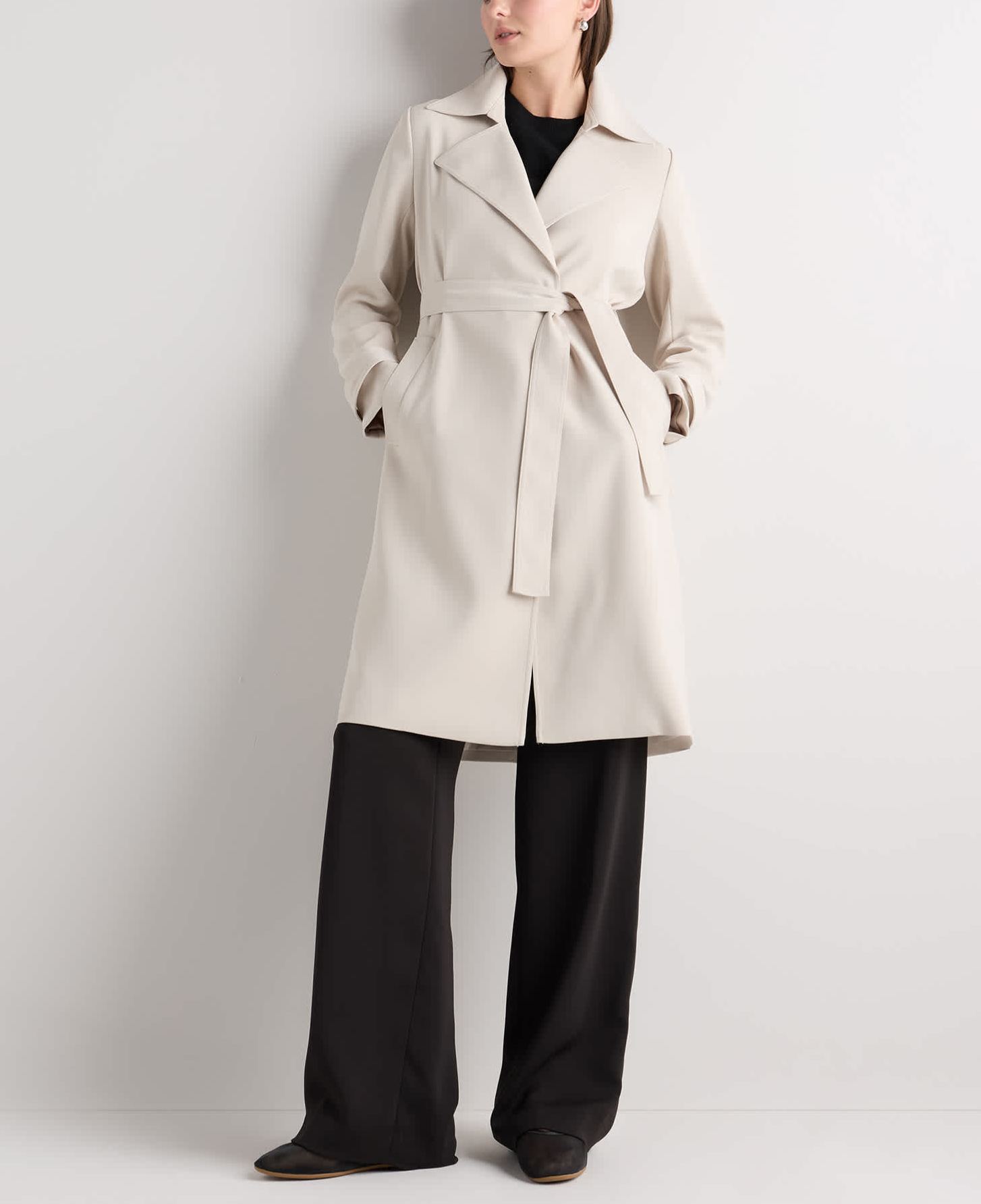 Stretch Crepe Trench Coat