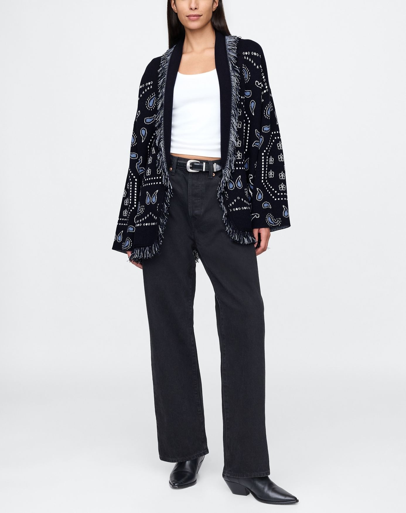 Fringe Wrap Cardigan Sweater