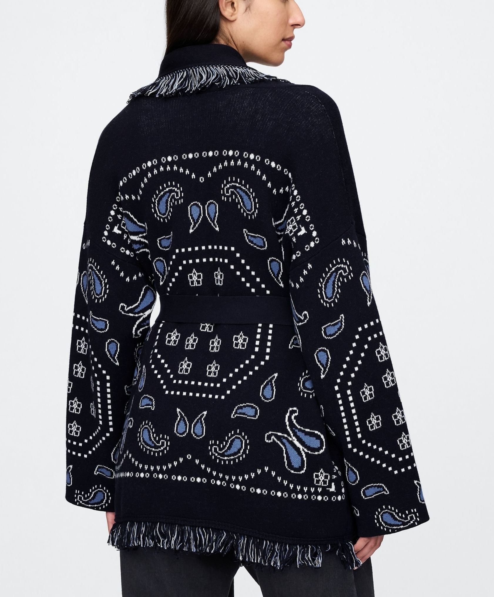 Fringe Wrap Cardigan Sweater